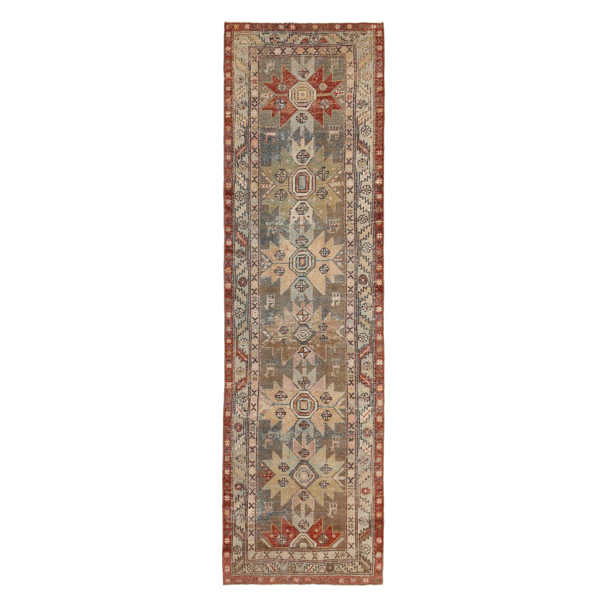 Tappeto Persiano Azerbaijan - Lana Grigio Avorio Rosso Taupe - 97726 in vendita