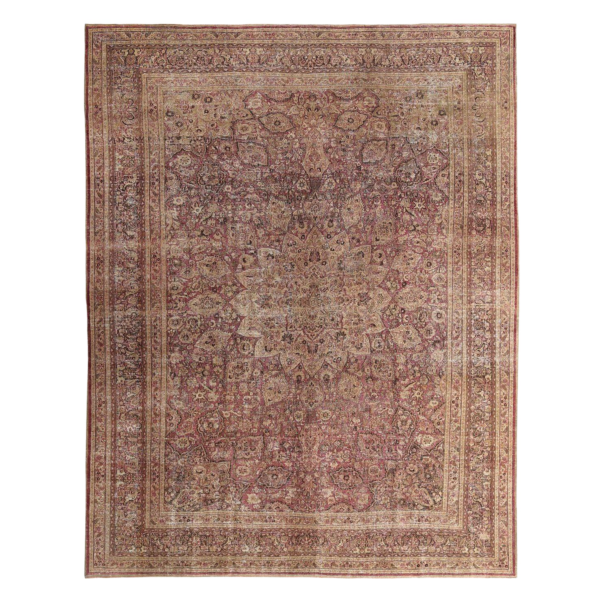 Persische Mashad-Teppiche – Wolle, rotes Design – 97675