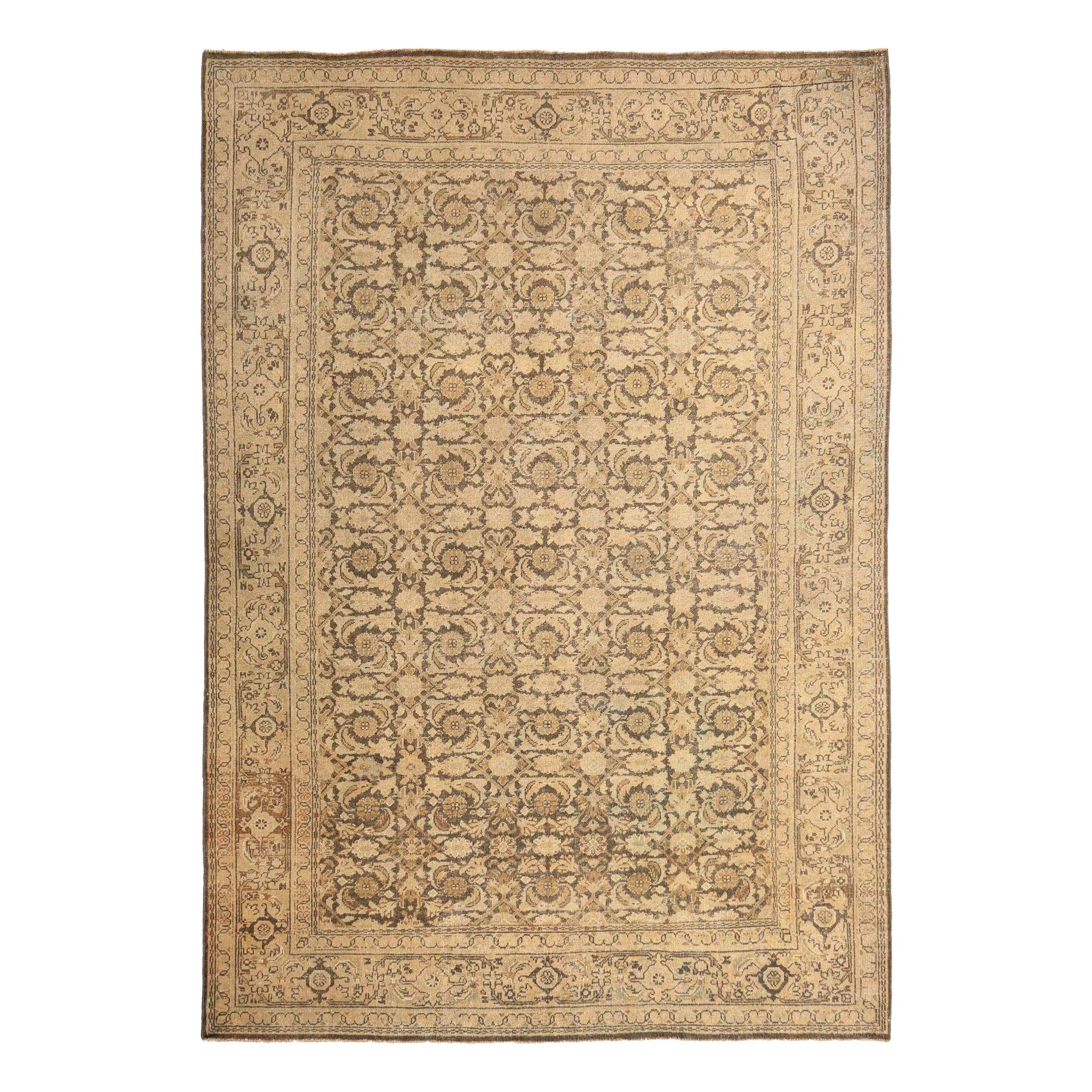 Tappeti persiani Mahal - Disegno in lana marrone avorio - 97727