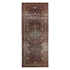 Tapis de sol Persan Malayer - Laine Noir Bleu Rouge Design - 97728