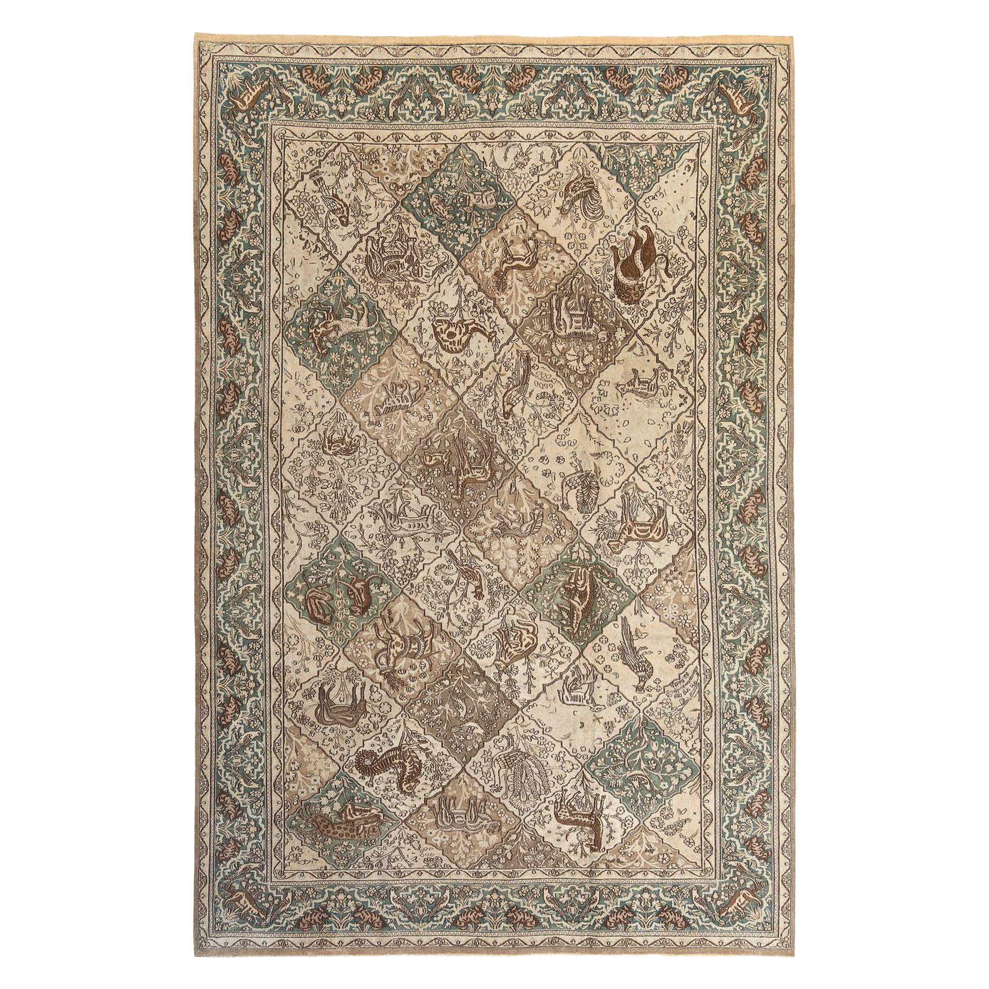 Tapis persans Kerman - Design en laine ivoire - 97677