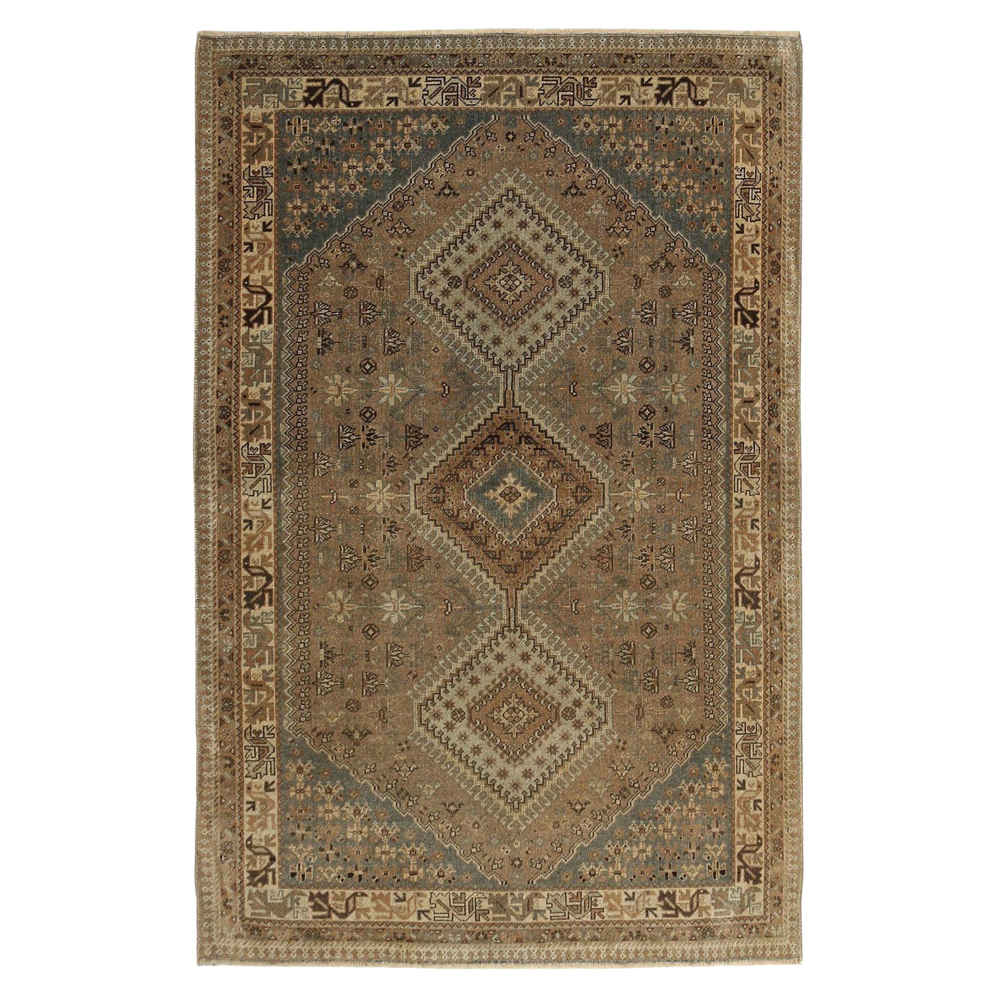 Tappeto Persiano Shiraz Small - Lana Avorio Taupe Design - 97739