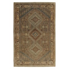 Petit tapis persan Shiraz - Design en laine ivoire taupe - 97739