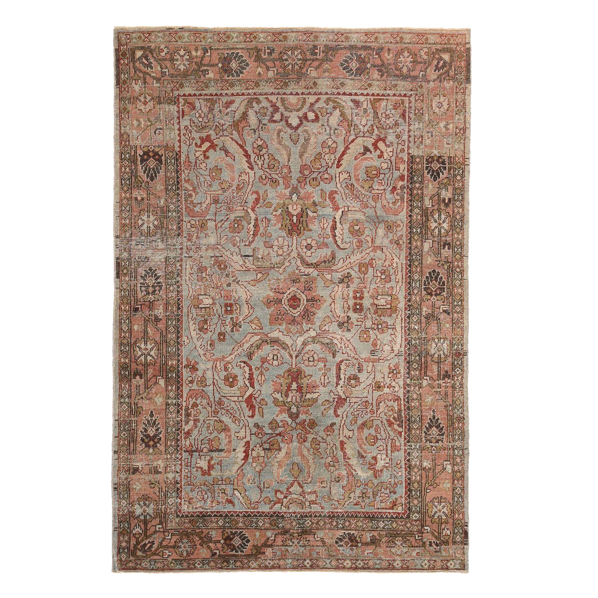Persian Mahal Kleiner Teppich - Wolle Hellblau Rosa Design - 97688