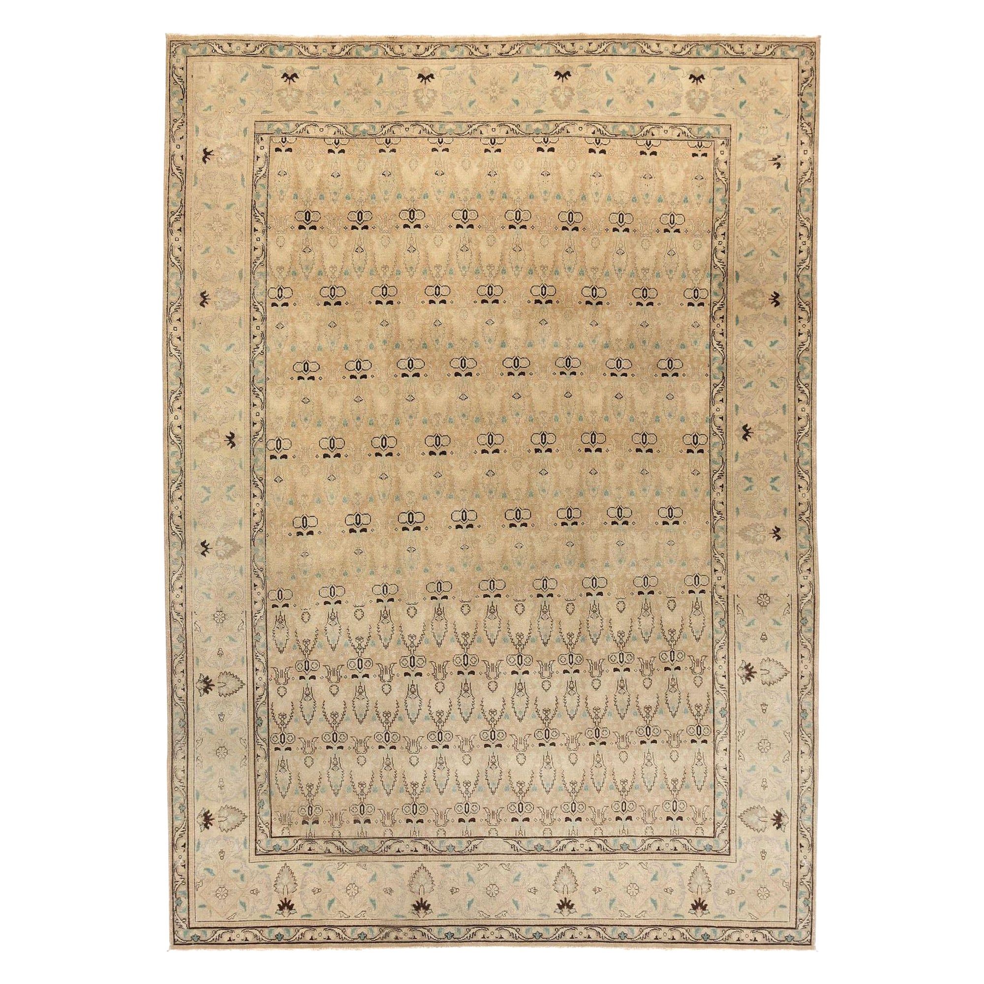 Persian Tabriz Area Rugs - Wool Ivory Taupe Design - 97691