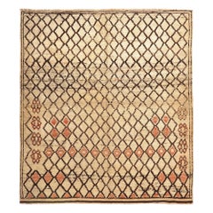 Petit tapis persan Gabbeh - Design en laine ivoire orange - 97694