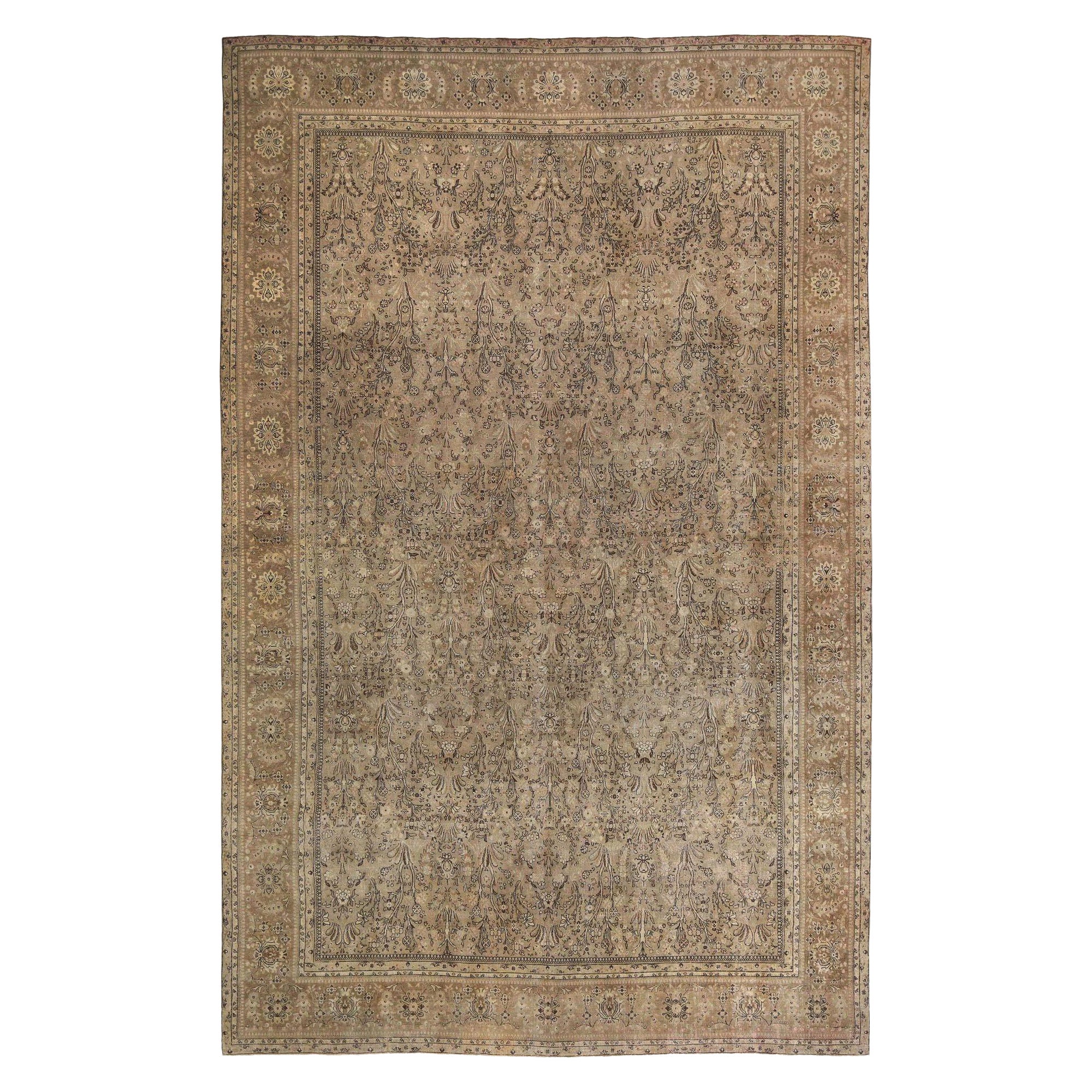 Tappeto Persiano Tabriz Over Size - Lana Marrone Taupe Design - 97746