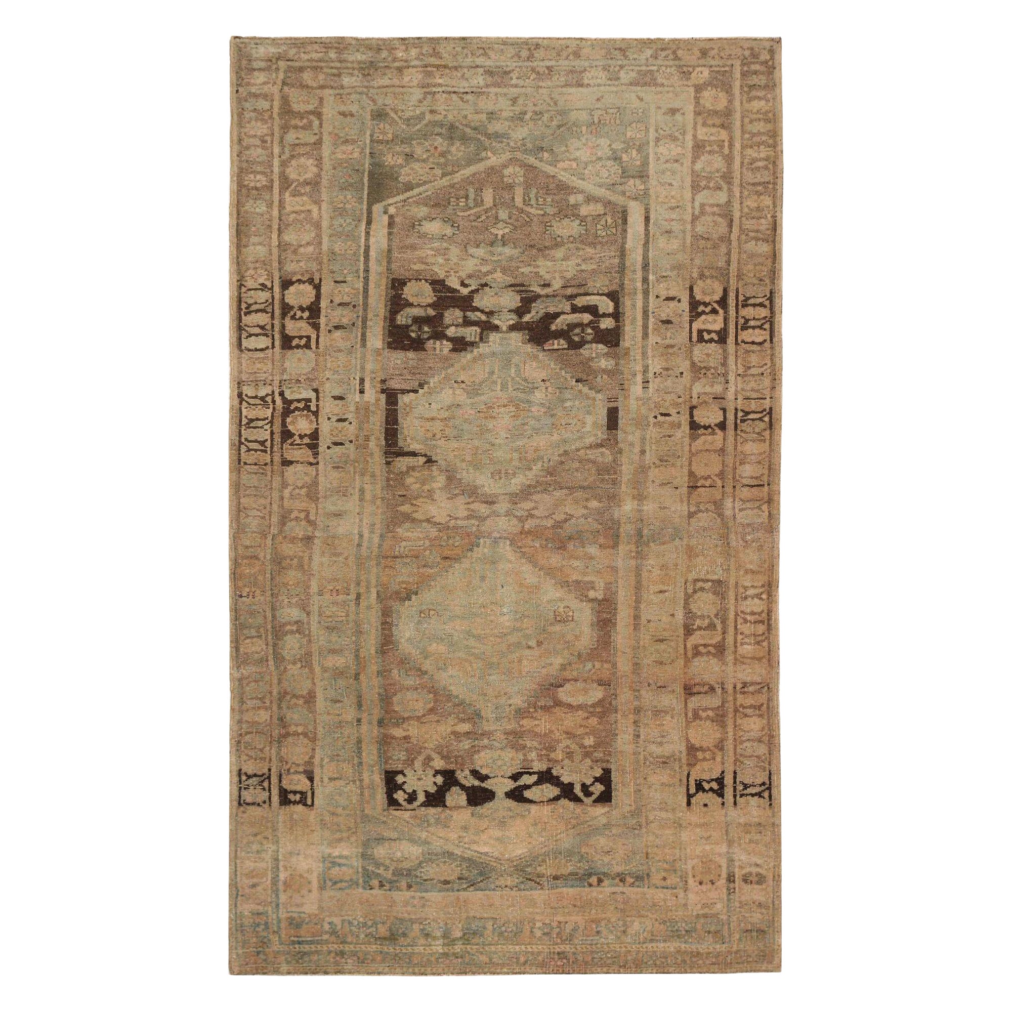 Persische Bijar Teppiche - Wolle Braun Elfenbein Hellblau Design - 97747