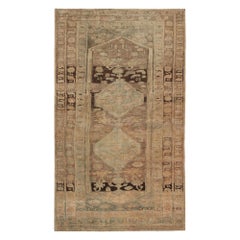 Tapis de sol persan Bijar - Laine Brown Ivory Light Blue Design - 97747