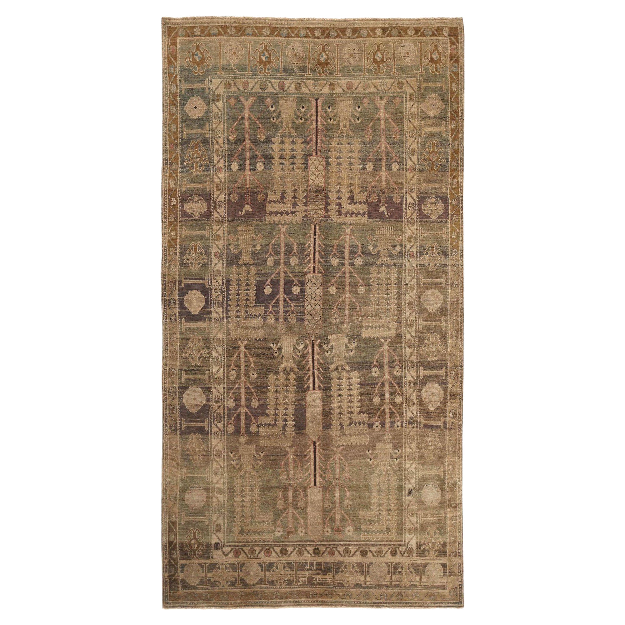 Tappeti persiani Bijar - Lana Marrone Verde Taupe Design - 97748 in vendita