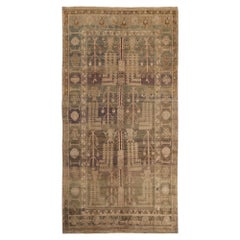 Tapis de sol Persan Bijar - Laine Brown Green Taupe Design - 97748