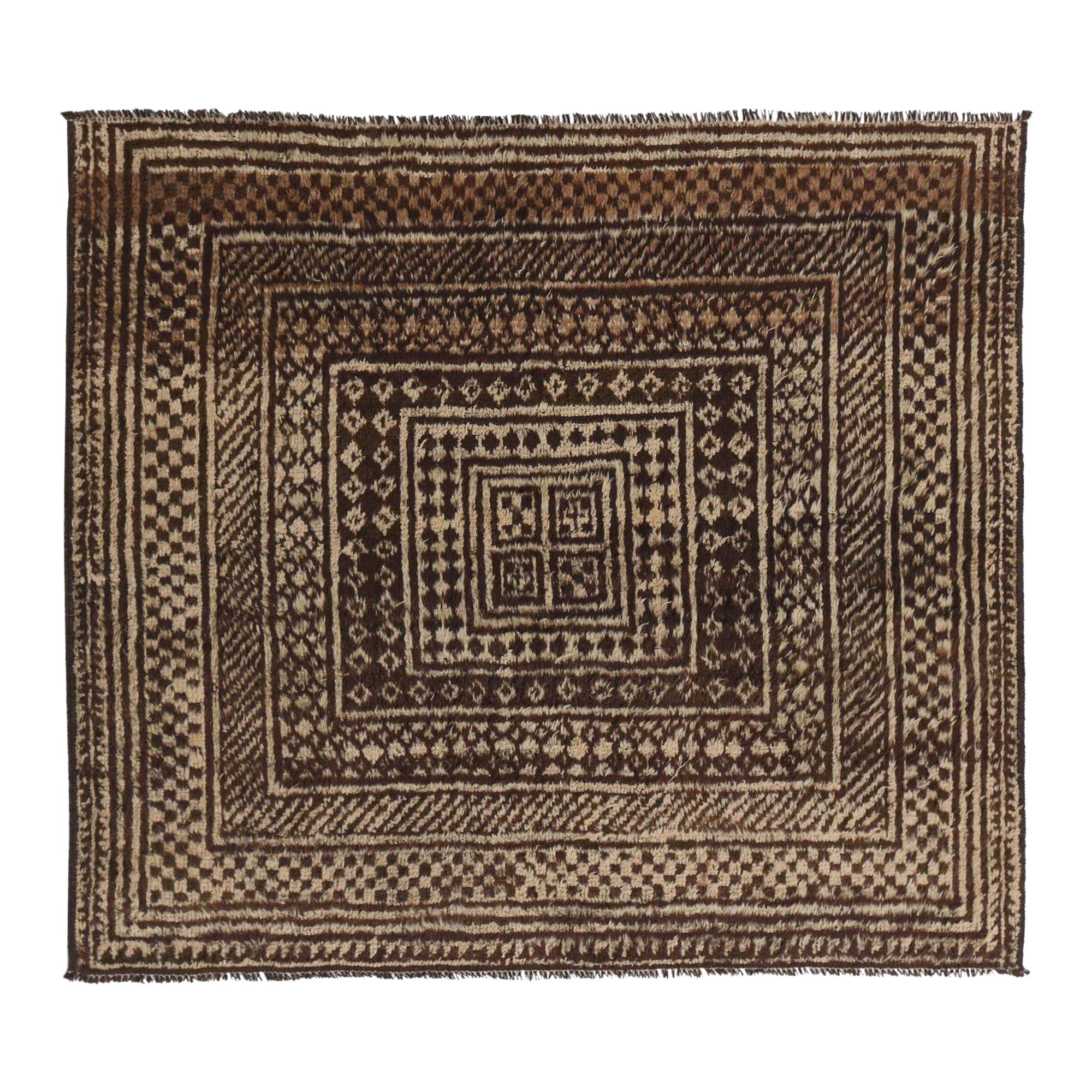 Persischer Gabbeh Small Teppich - Wolle Braun Elfenbein Design - 97760