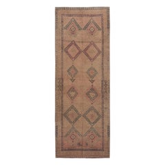 Vintage Persian Azerbaijan Runner Rug - Wool Pink Taupe Design - 97711