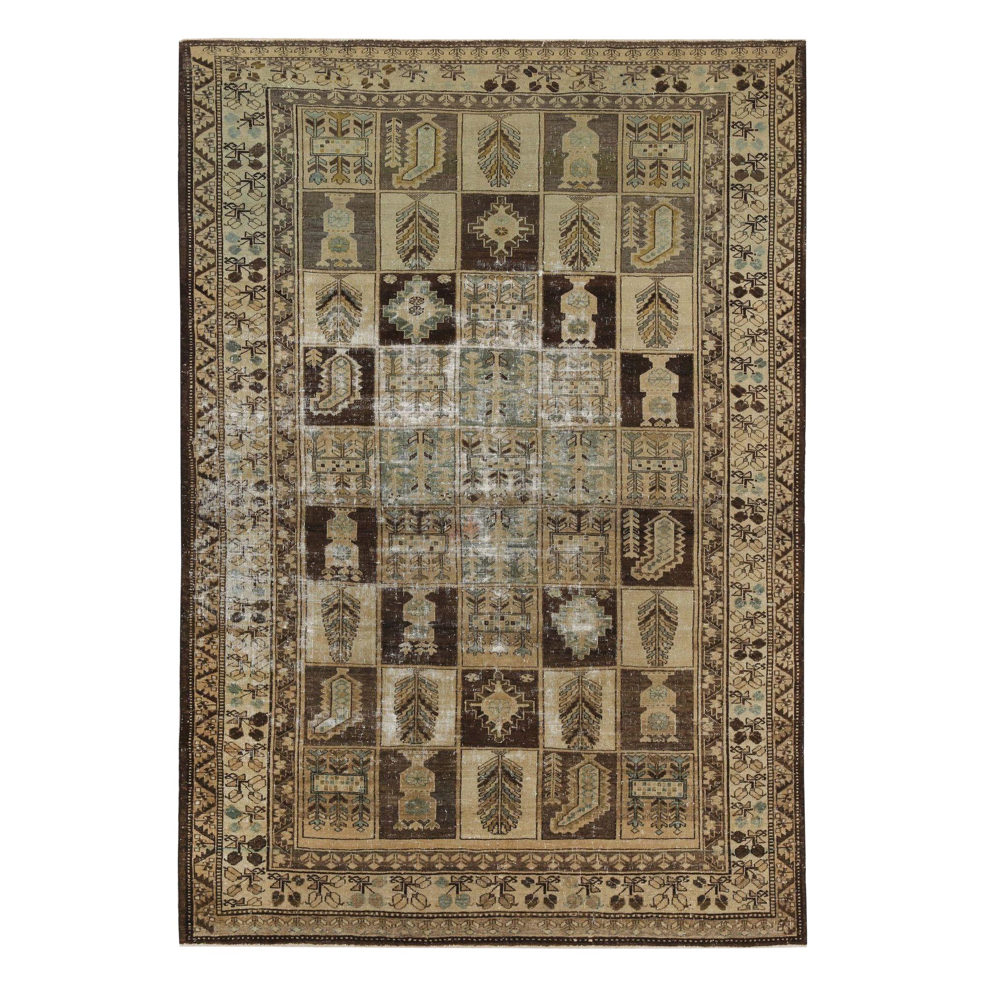Persian Bakhtiari Area Rugs - Wool Brown Ivory Design - 97762