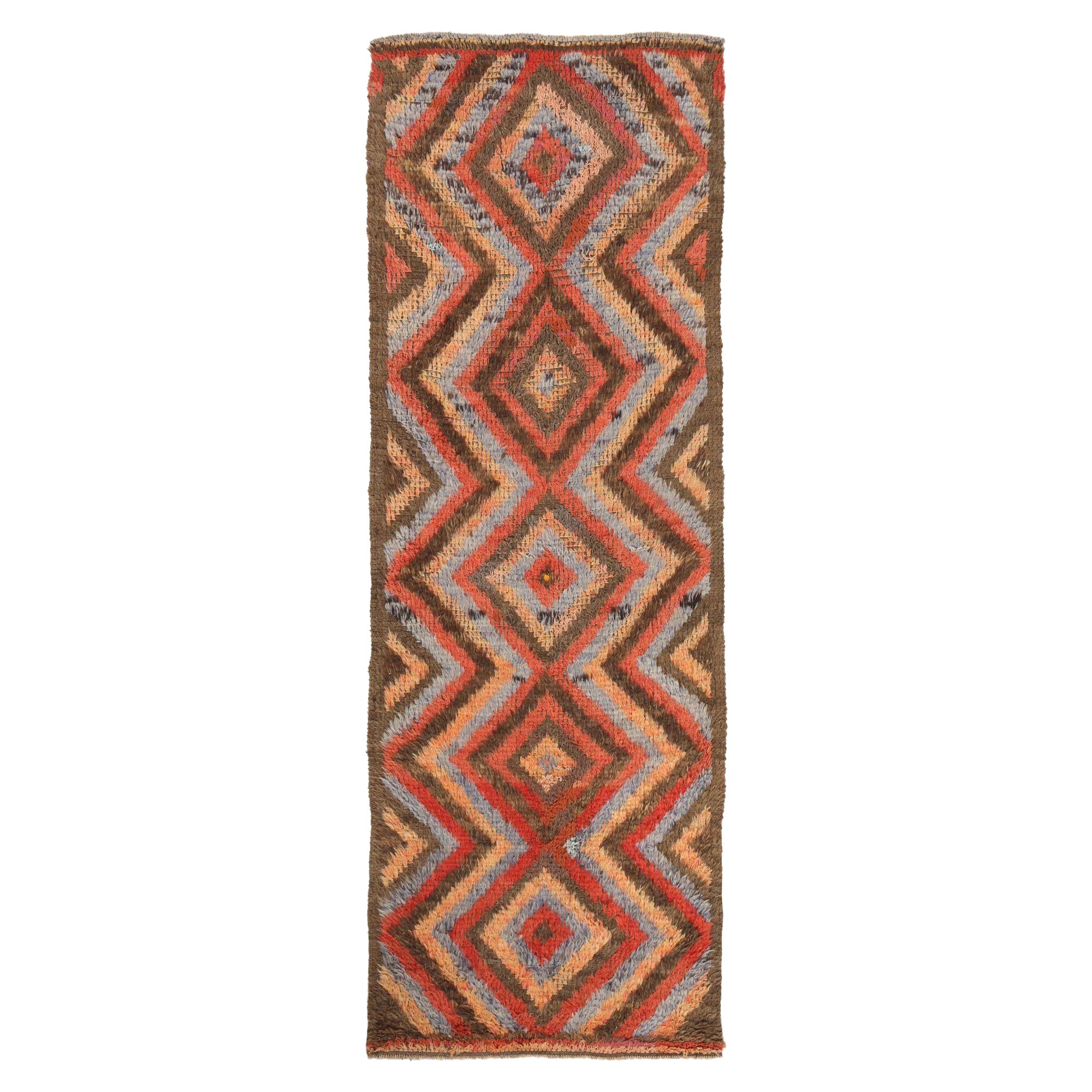 Tappeto Persiano Azerbaijan - Lana Marrone Azzurro Rosso - 97763 in vendita