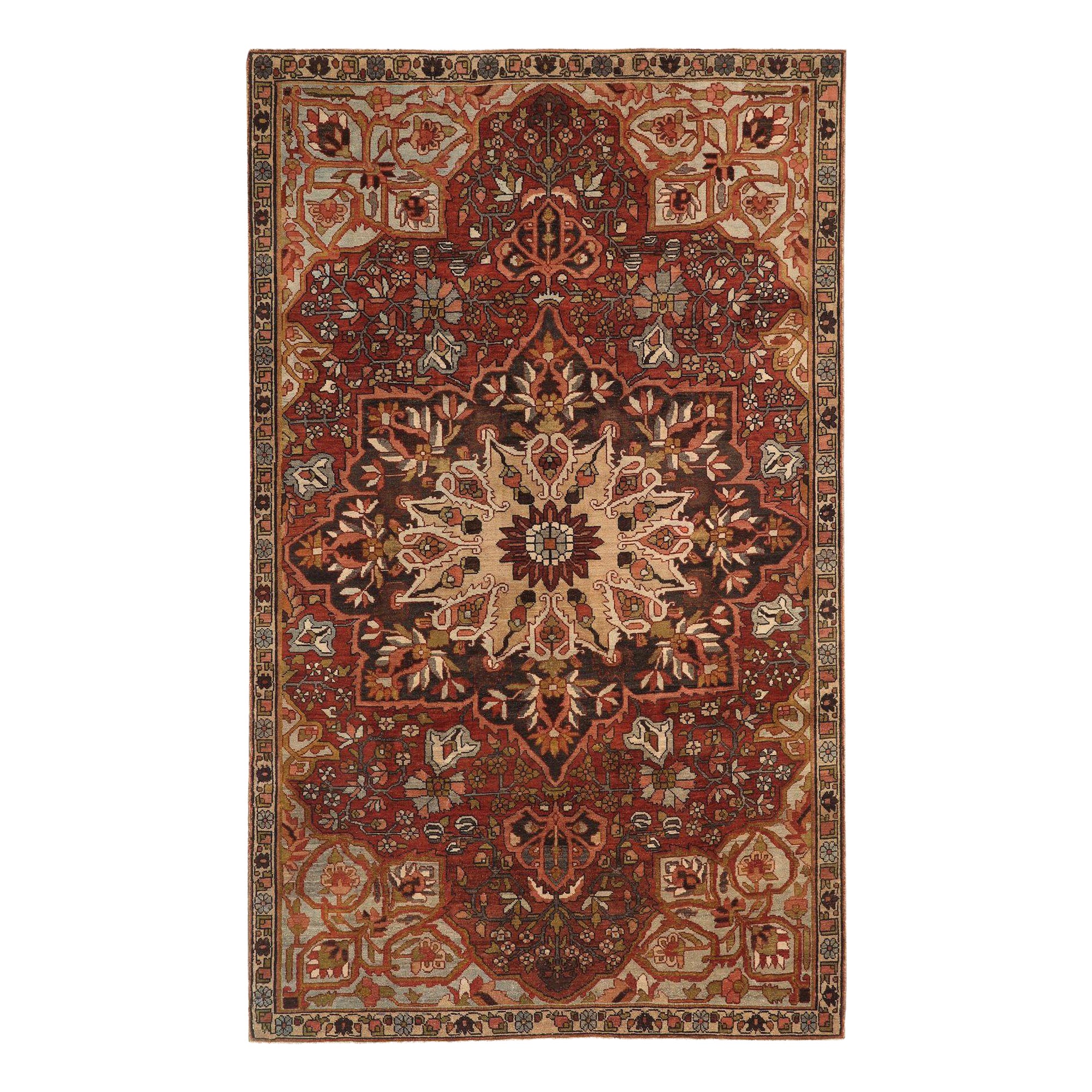 Persischer Bakhtiari Kleiner Teppich - Wolle Braun Elfenbein Orange Rot - 97717