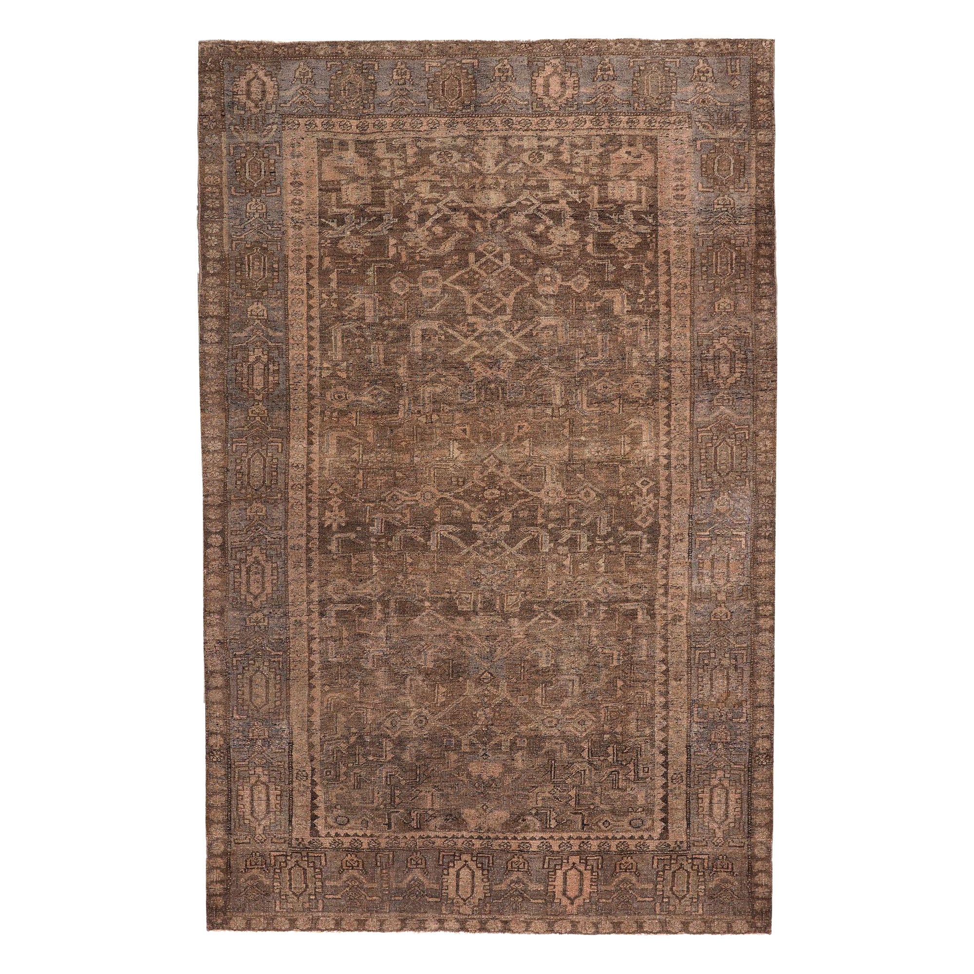 Persischer Bijar Small Teppich - Wolle Brown Taupe Design - 97718