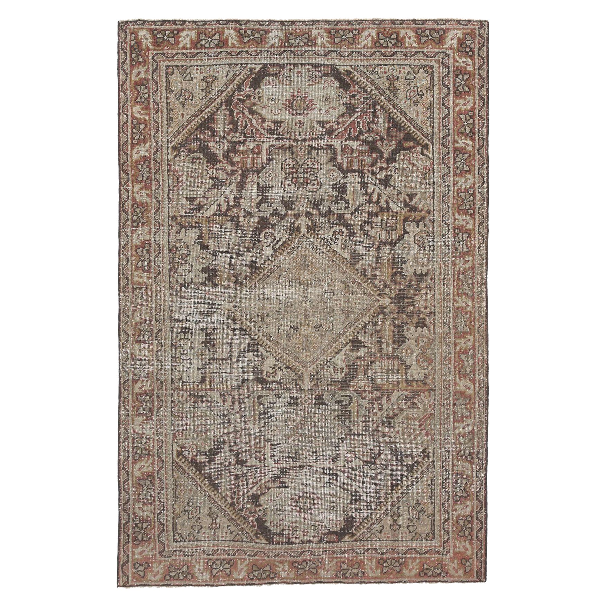 Tappeto Persiano Mahal Small - Lana Marrone Rosso Design - 97730