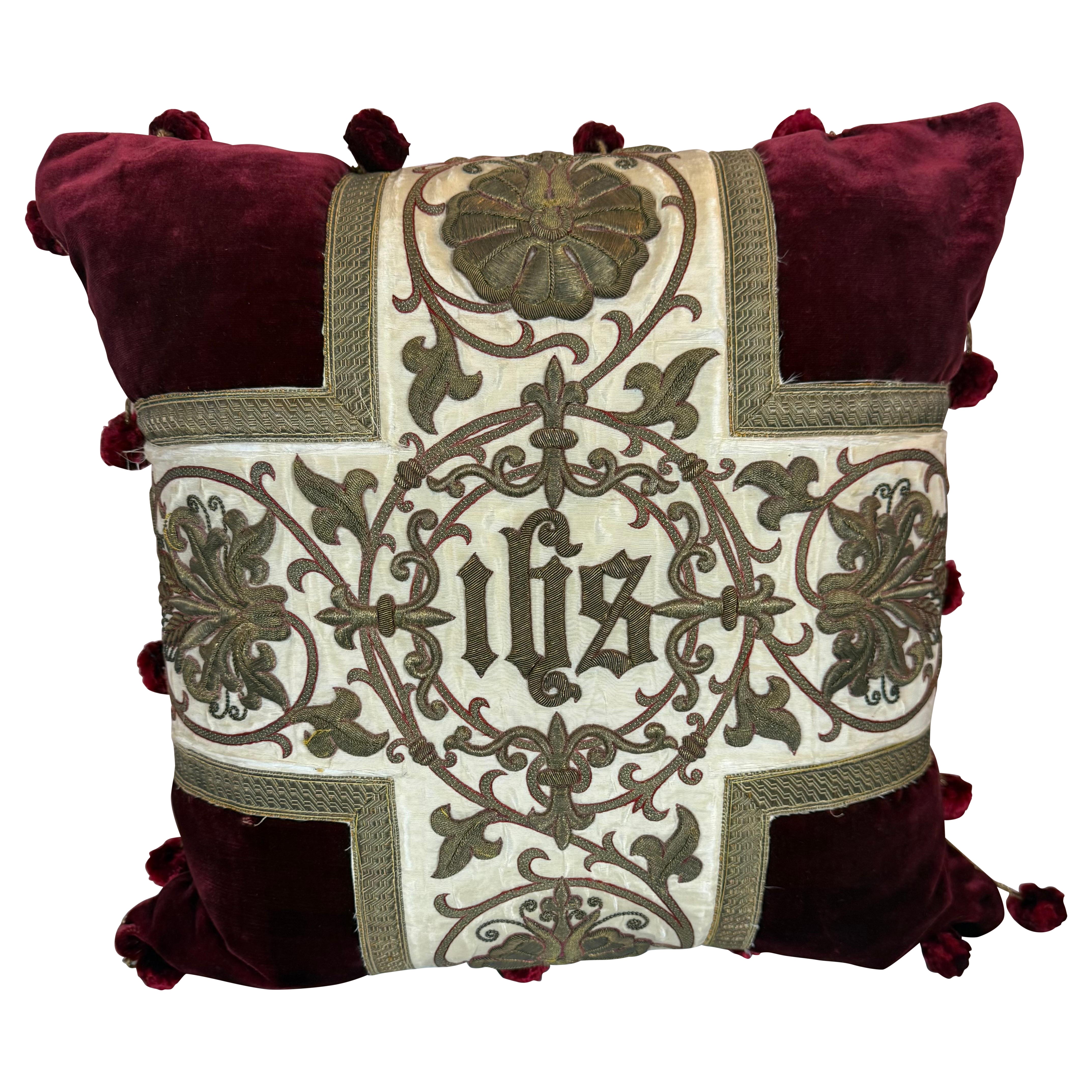 Coussin ecclésiastique italien du 19e siècle