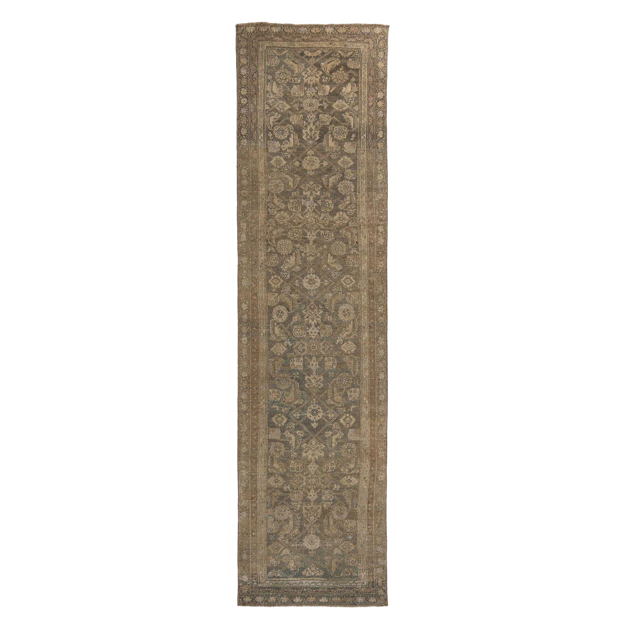 Persischer Aserbaidschan Läufer Teppich - Wolle Braun Taupe Design - 97734