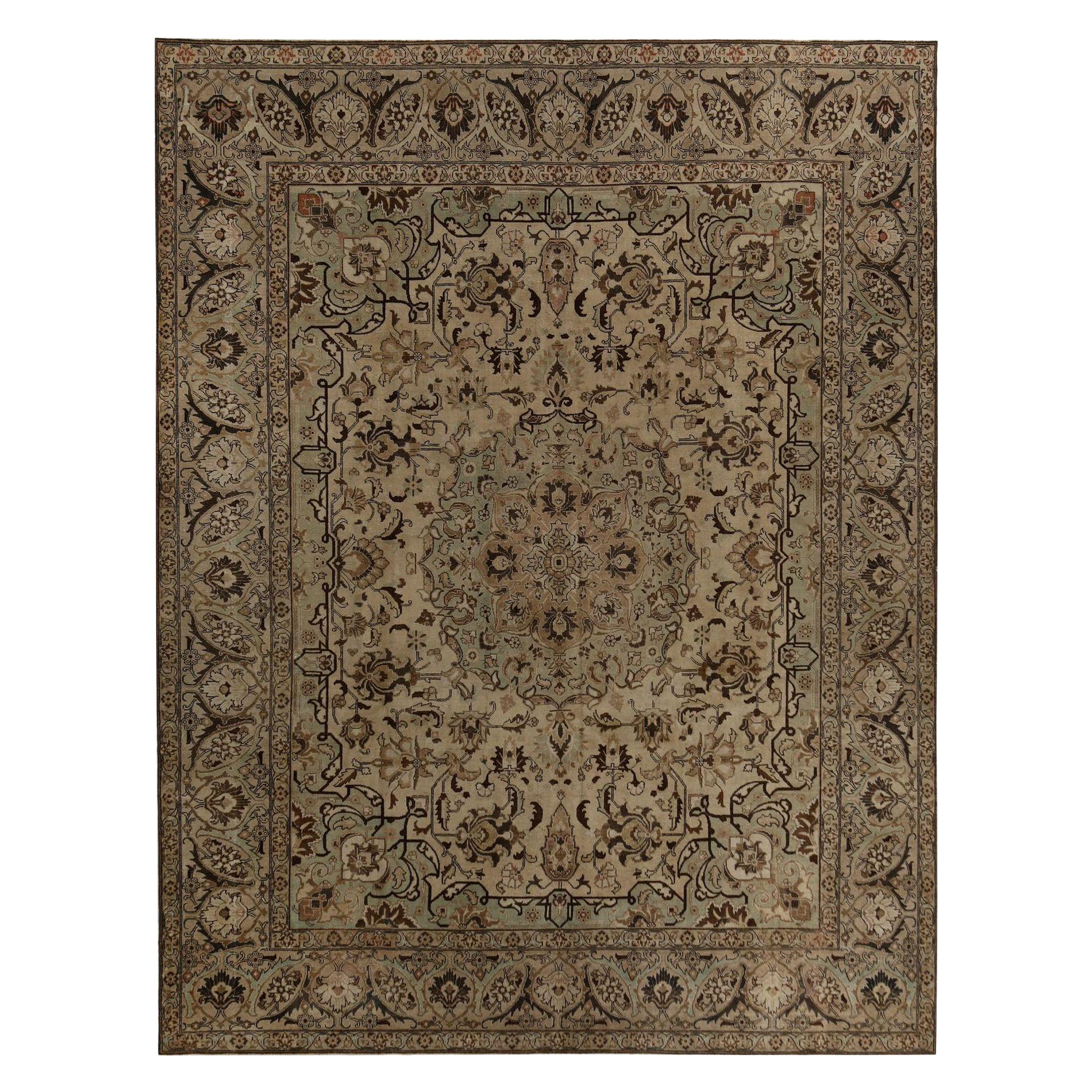 Persische Täbris Teppiche - Wolle Braun Elfenbein Taupe Design - 97790