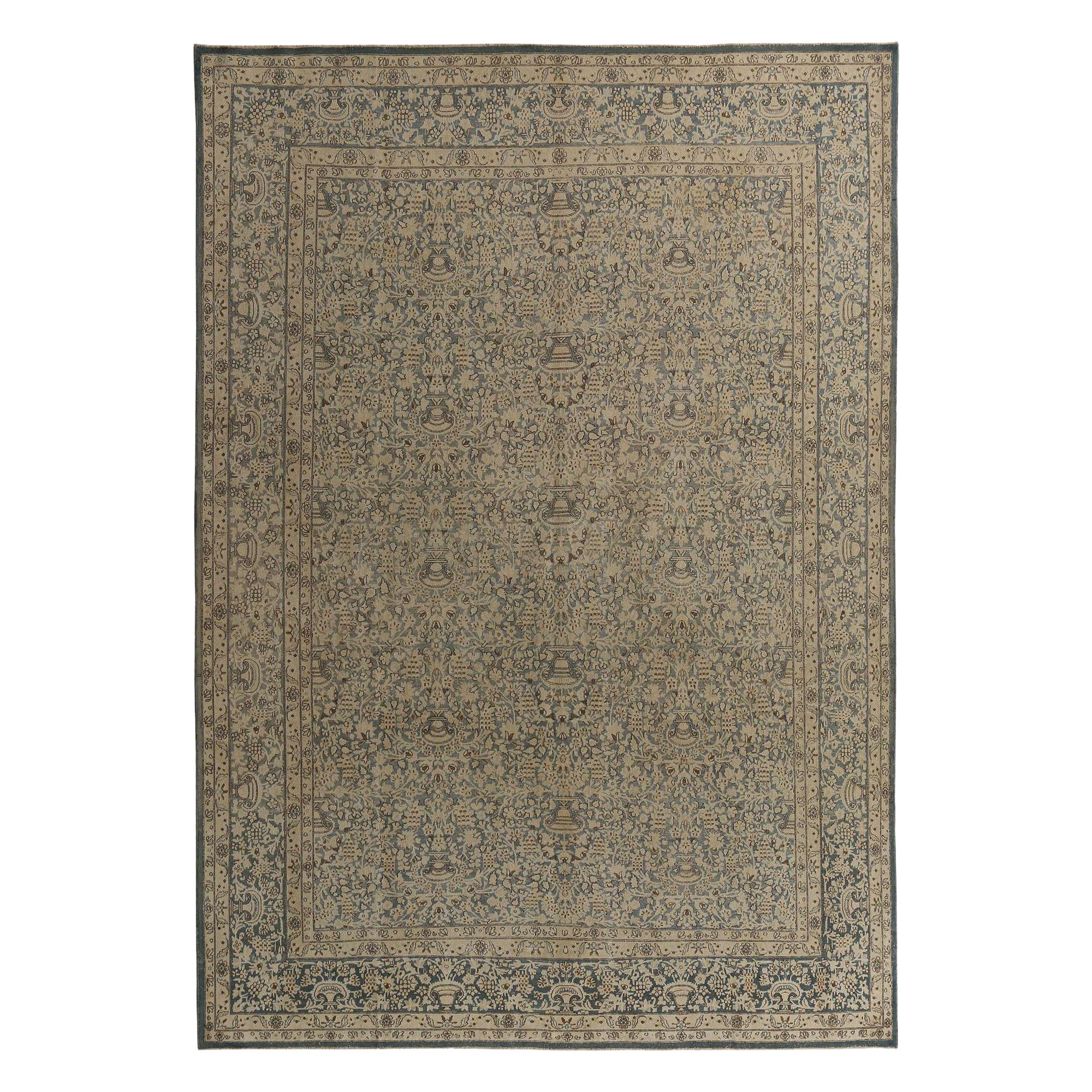 Tappeti persiani Kerman - Disegno in lana blu avorio - 97738