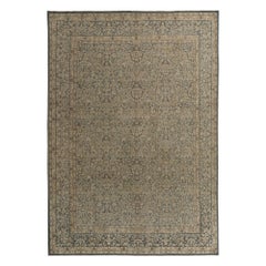 Persian Kerman Area Rugs - Wool Blue Ivory Design - 97738