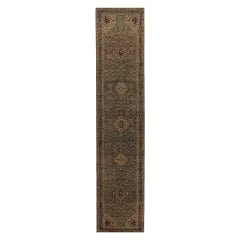 Tappeto Persiano Malayer Runner - Lana Marrone Avorio Taupe Design - 97803