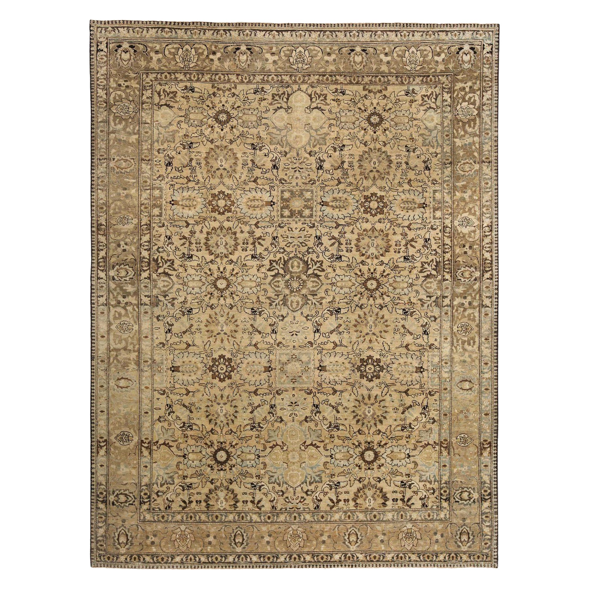Persische Täbris Teppiche - Wolle Braun Elfenbein Design - 97751