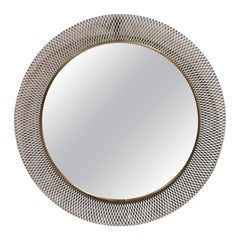 1950s European Mesh Wall Mirror Expandable Metal Frame