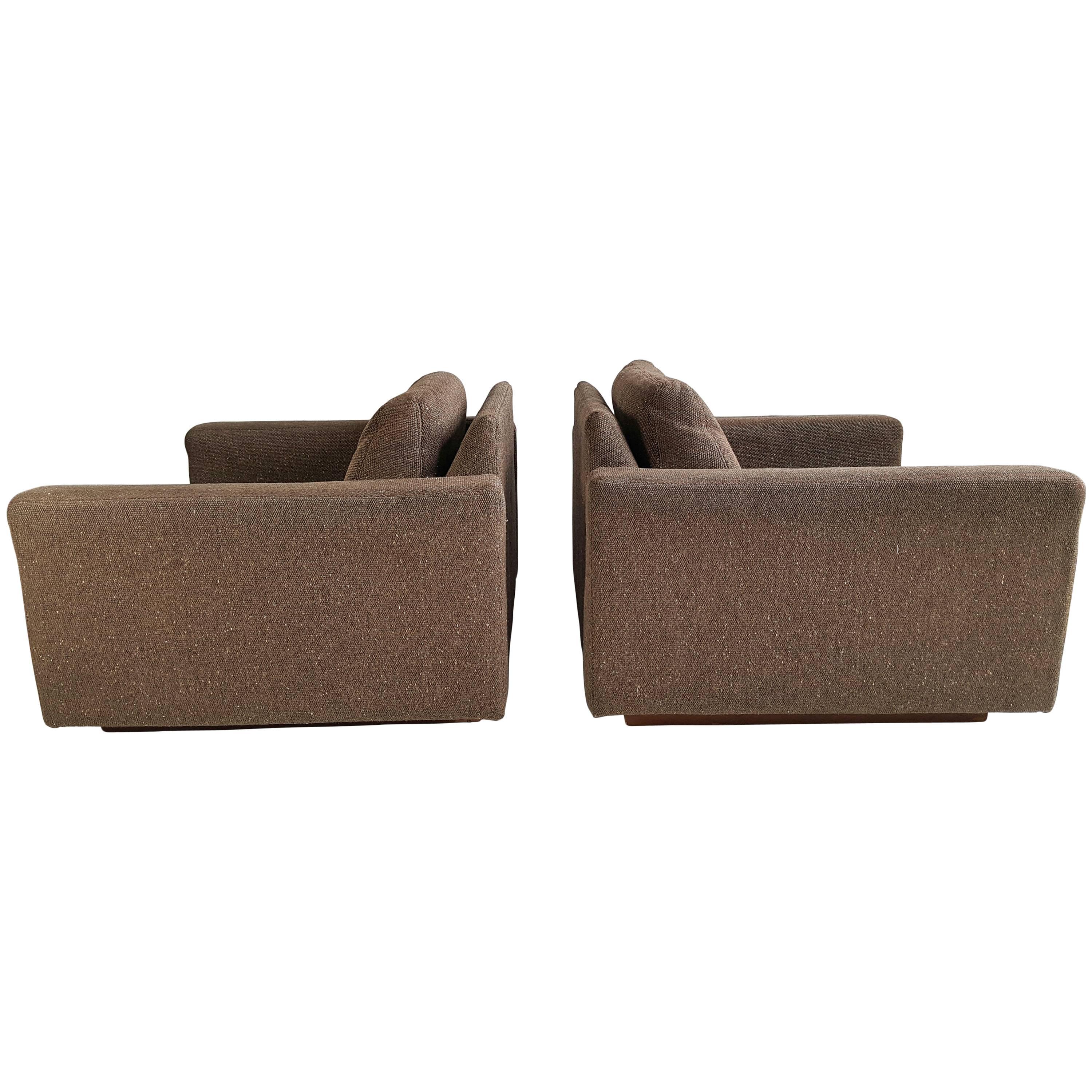 Pair of Milo Baughman for Thayer Coggin Cube Lounge Chairs