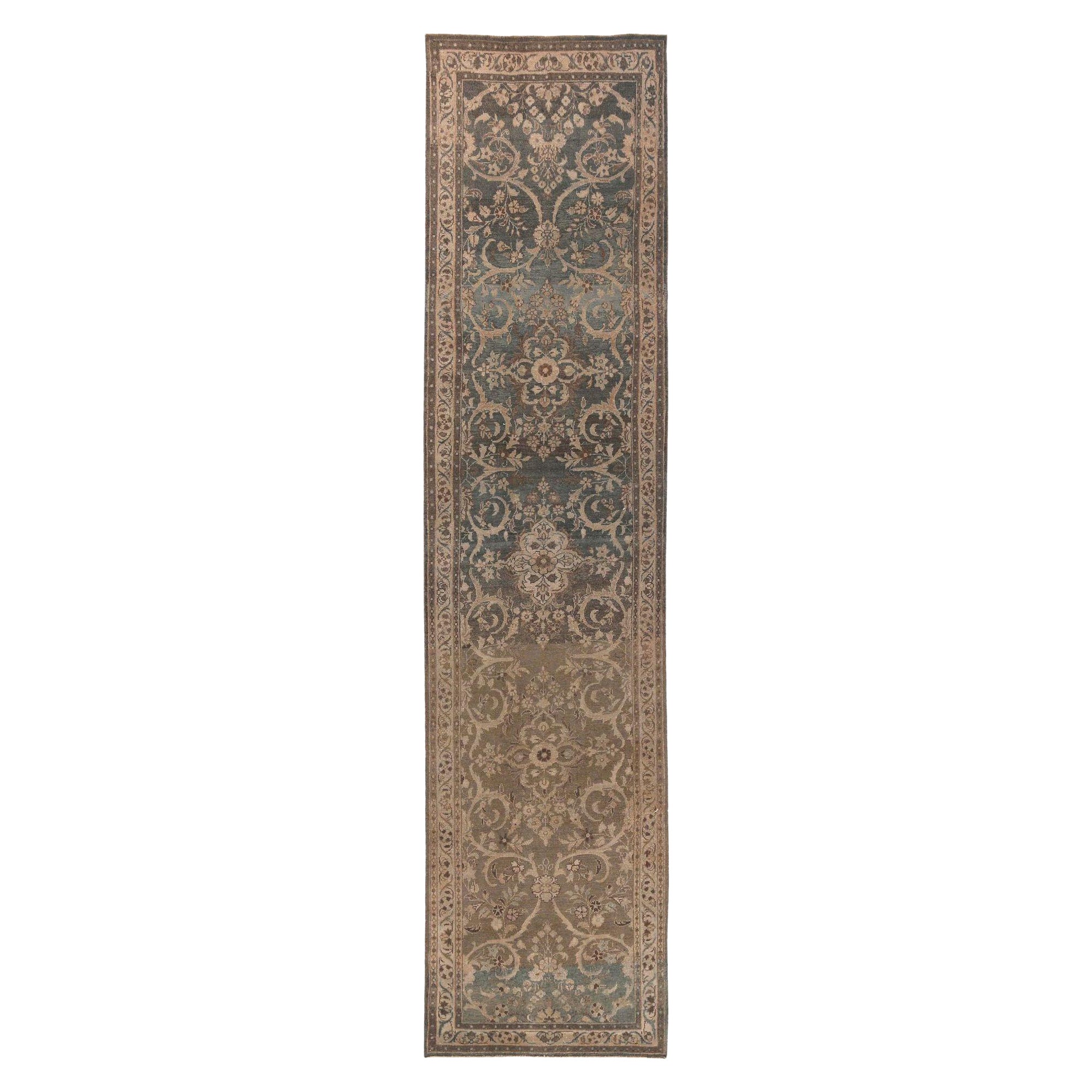 Persischer Malayer Läufer Teppich - Wolle Braun Grau Elfenbein Design - 97753
