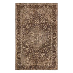 Tappeti persiani Tabriz - Disegno in lana marrone avorio - 97754
