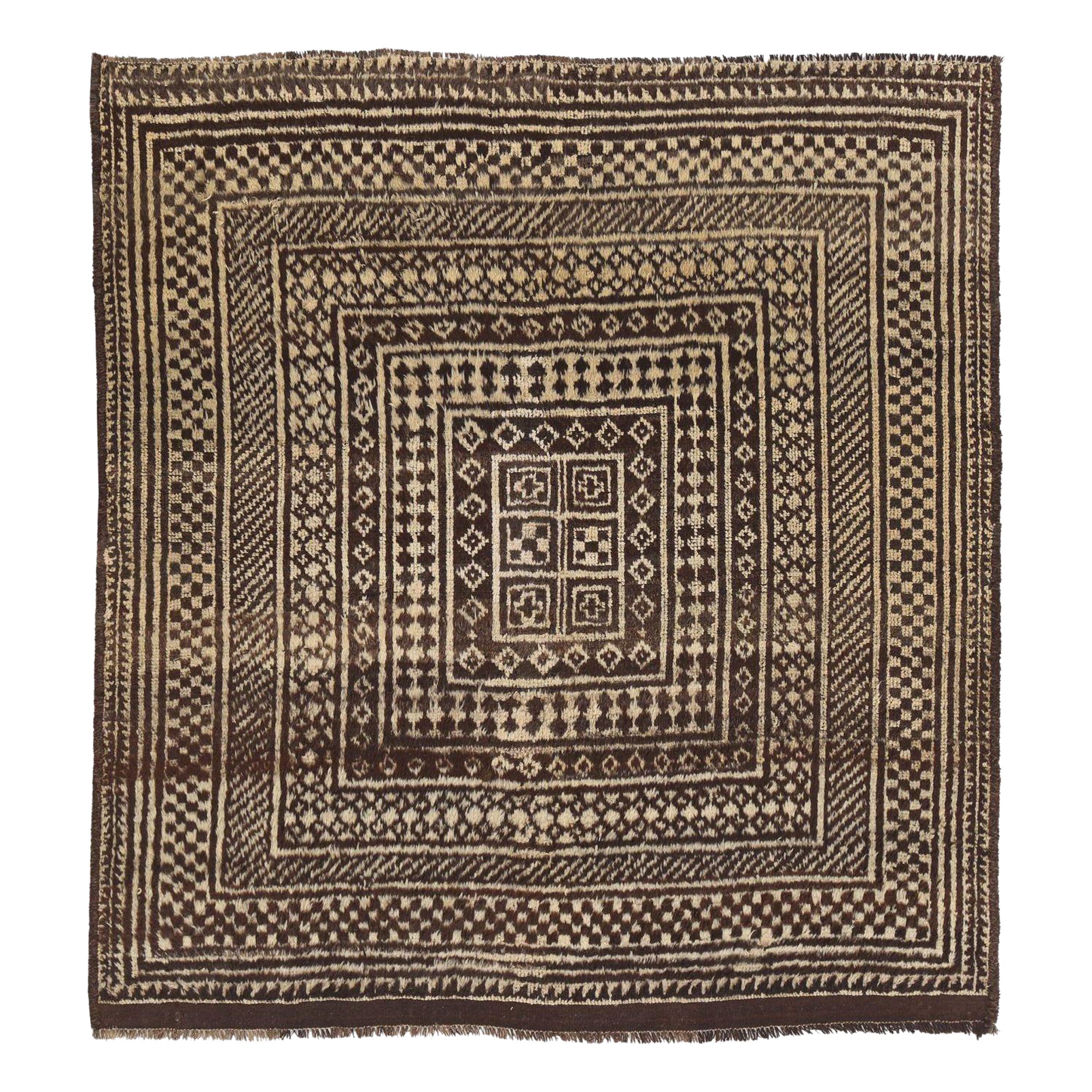 Persischer Gabbeh Small Teppich - Wolle Braun Elfenbein Design - 97756