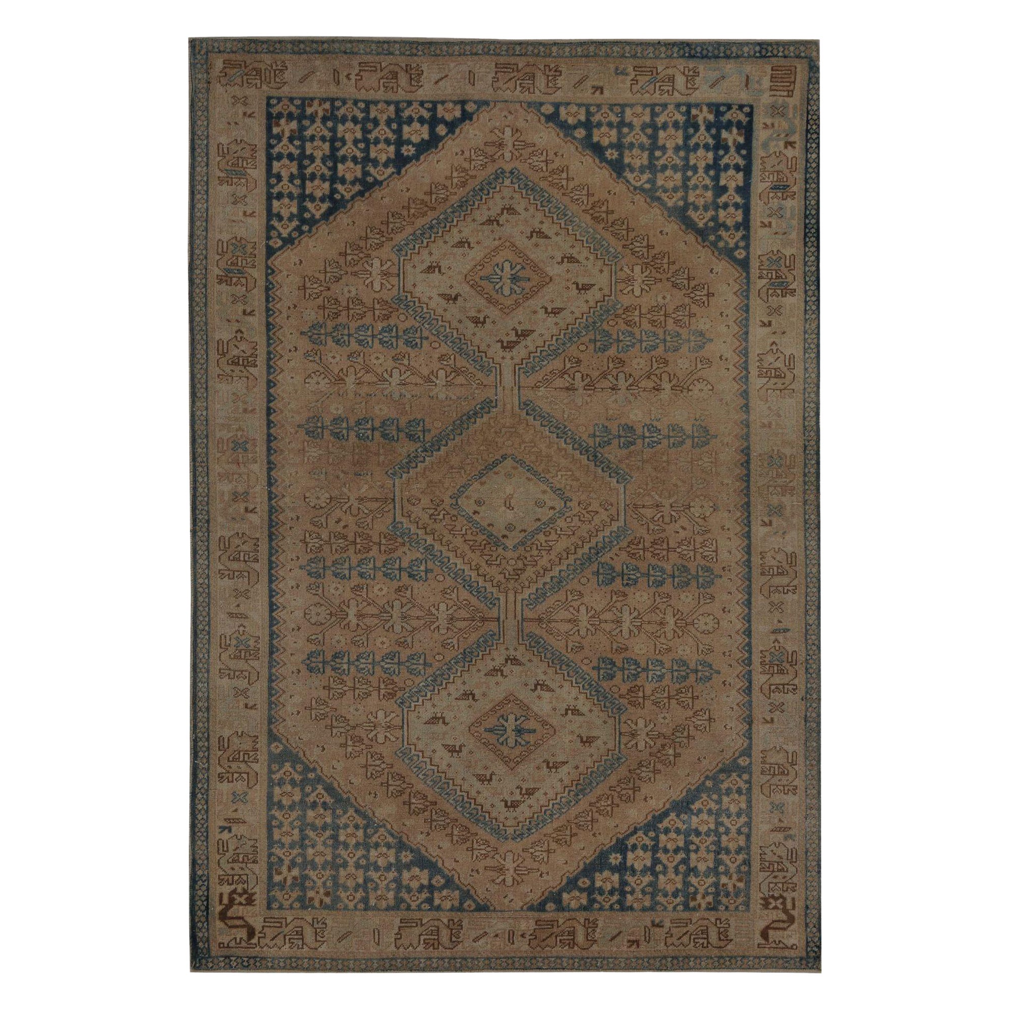Persische Shiraz Teppiche - Wolle Blau Braun Taupe Design - 97813