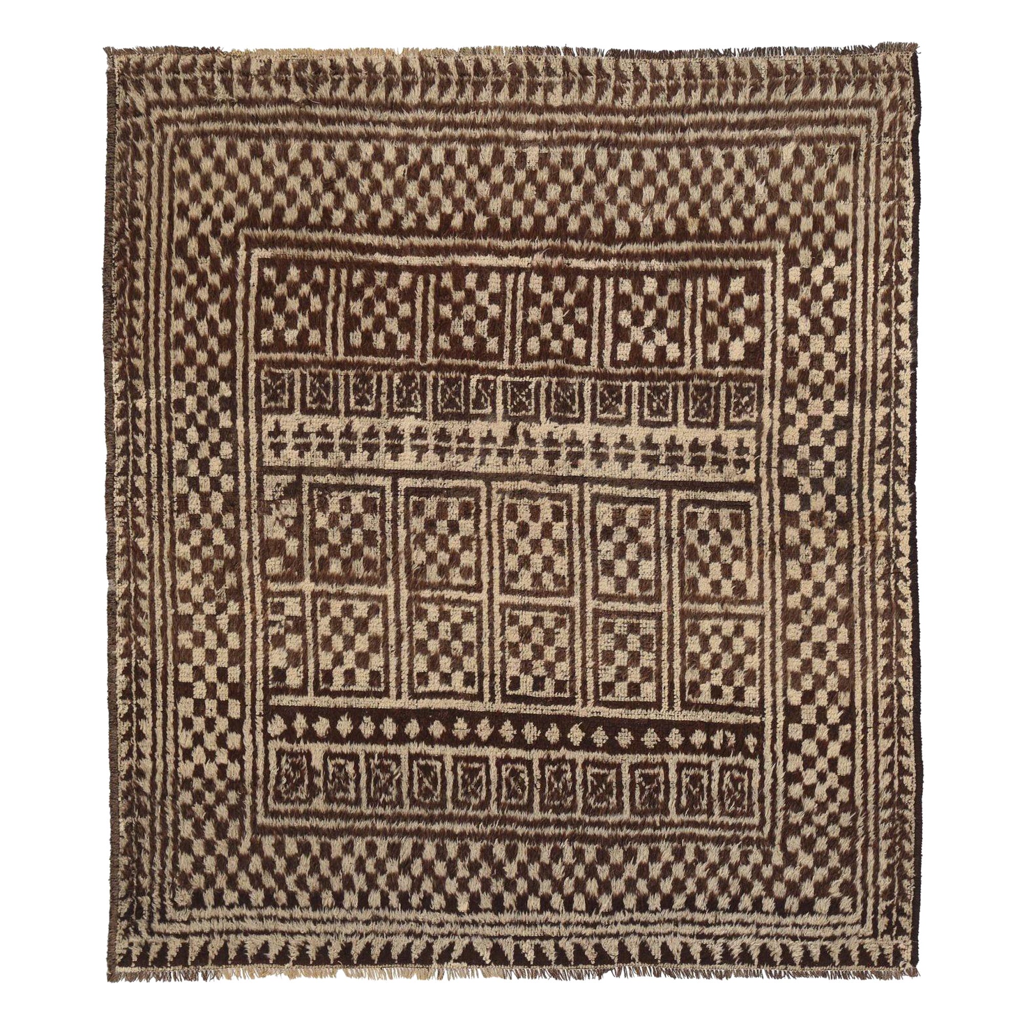 Persischer Gabbeh Small Teppich - Wolle Braun Elfenbein Design - 97758