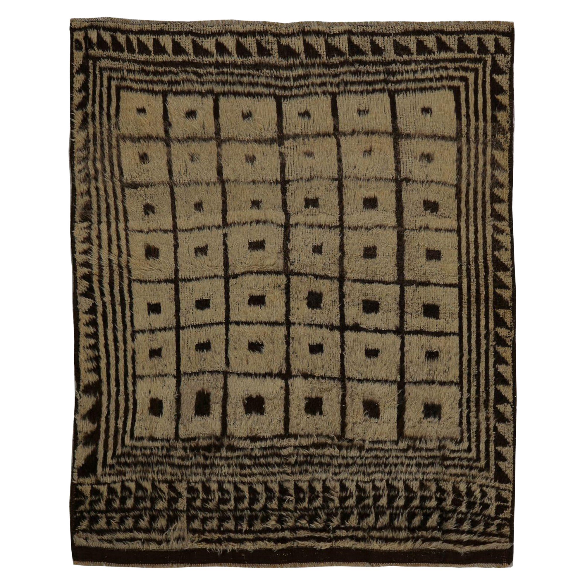 Tappeto persiano Gabbeh Small - Lana Marrone Avorio Design - 97825