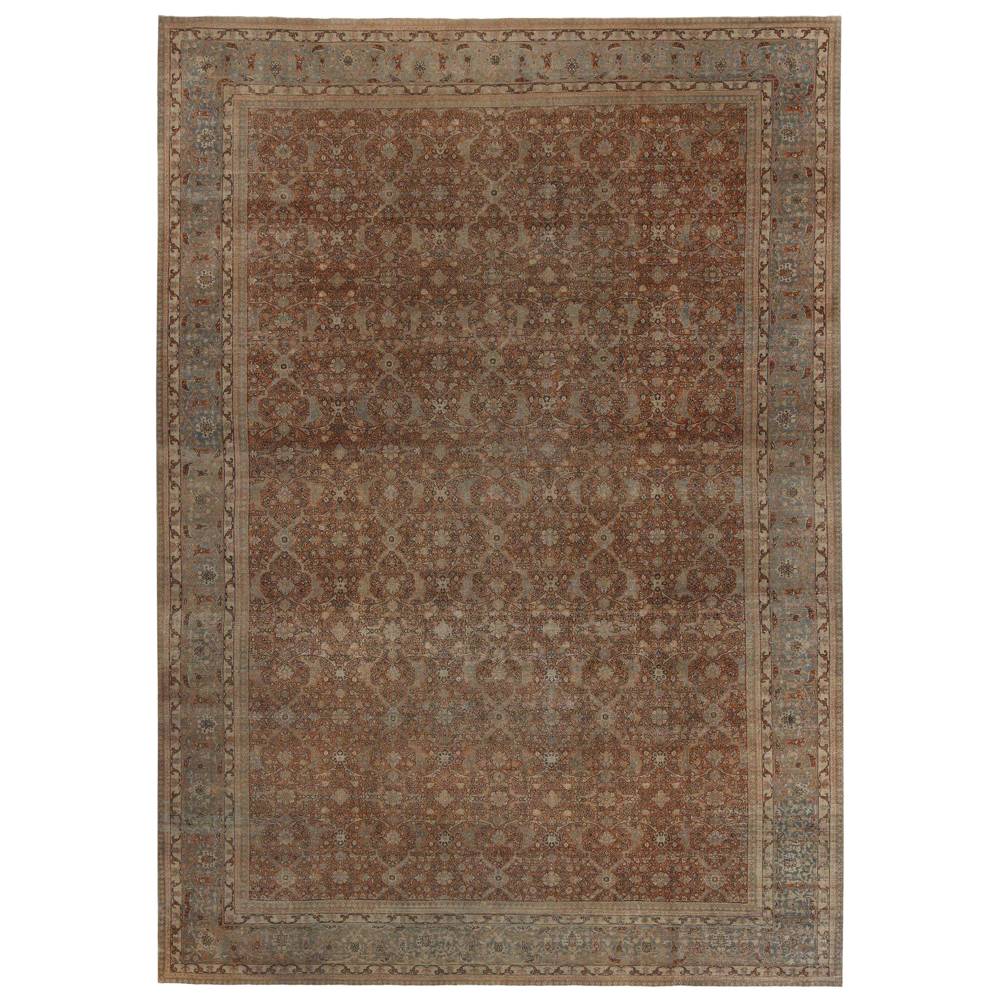 Tappeto persiano Tabriz Over Size - Lana Marrone Azzurro Rosso - 97770 in vendita