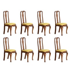 Italian, Firenze, Set of 8 Walnut & Upholstered Dining Chairs, 2nd half 18thc.