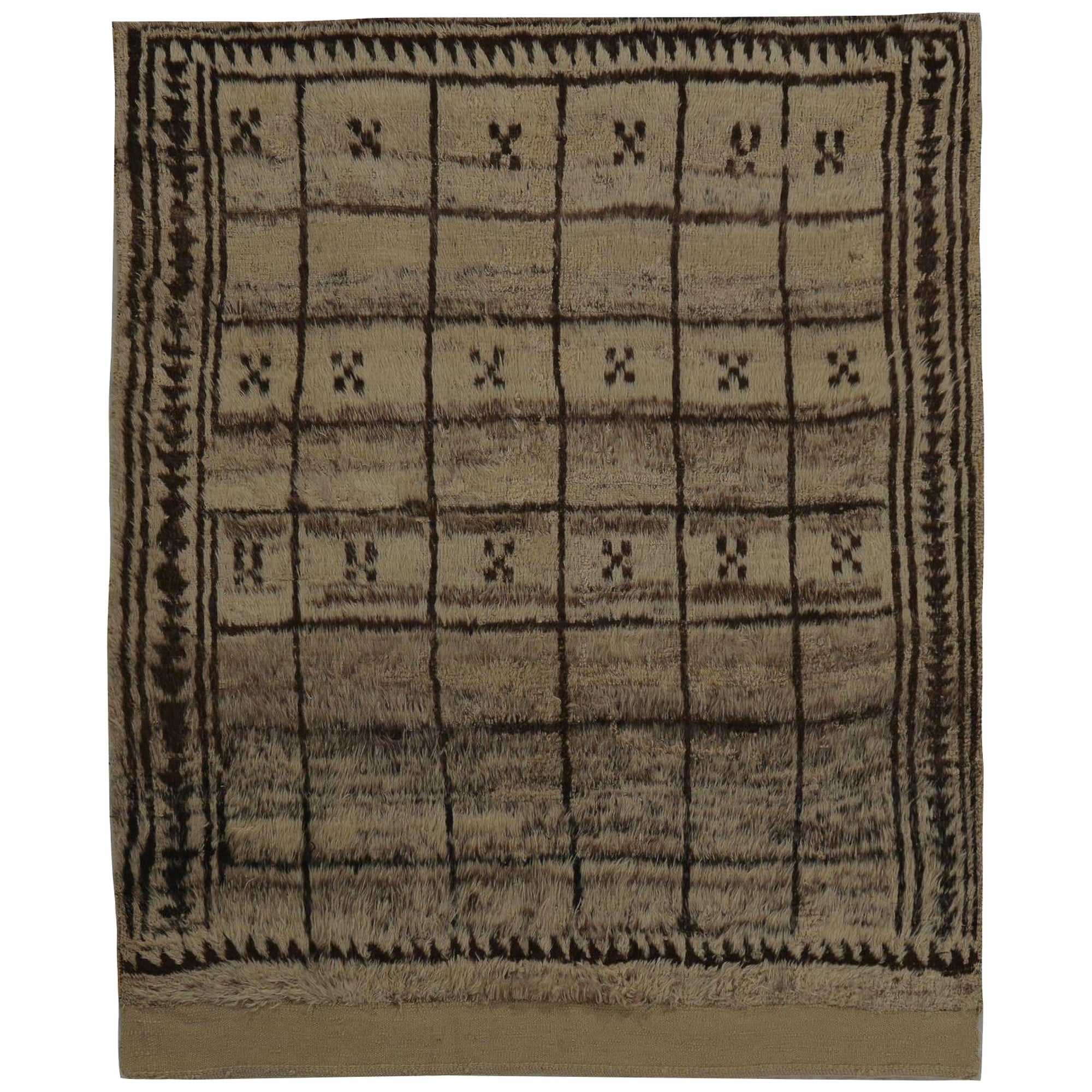 Tappeto persiano Gabbeh Small - Lana Marrone Taupe Design - 97827 in vendita