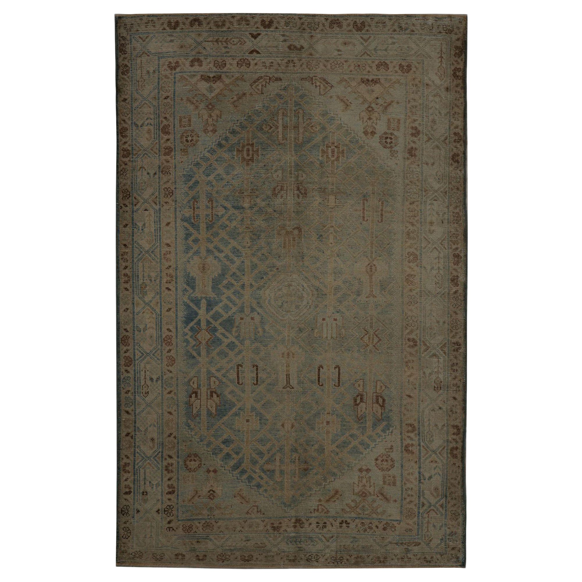 Persische Malayer Teppiche - Wolle Blau Braun Taupe Design - 97828