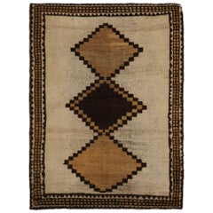 Tapis persan Gabbeh - Laine Brown Ivory Yellow Design - 97775