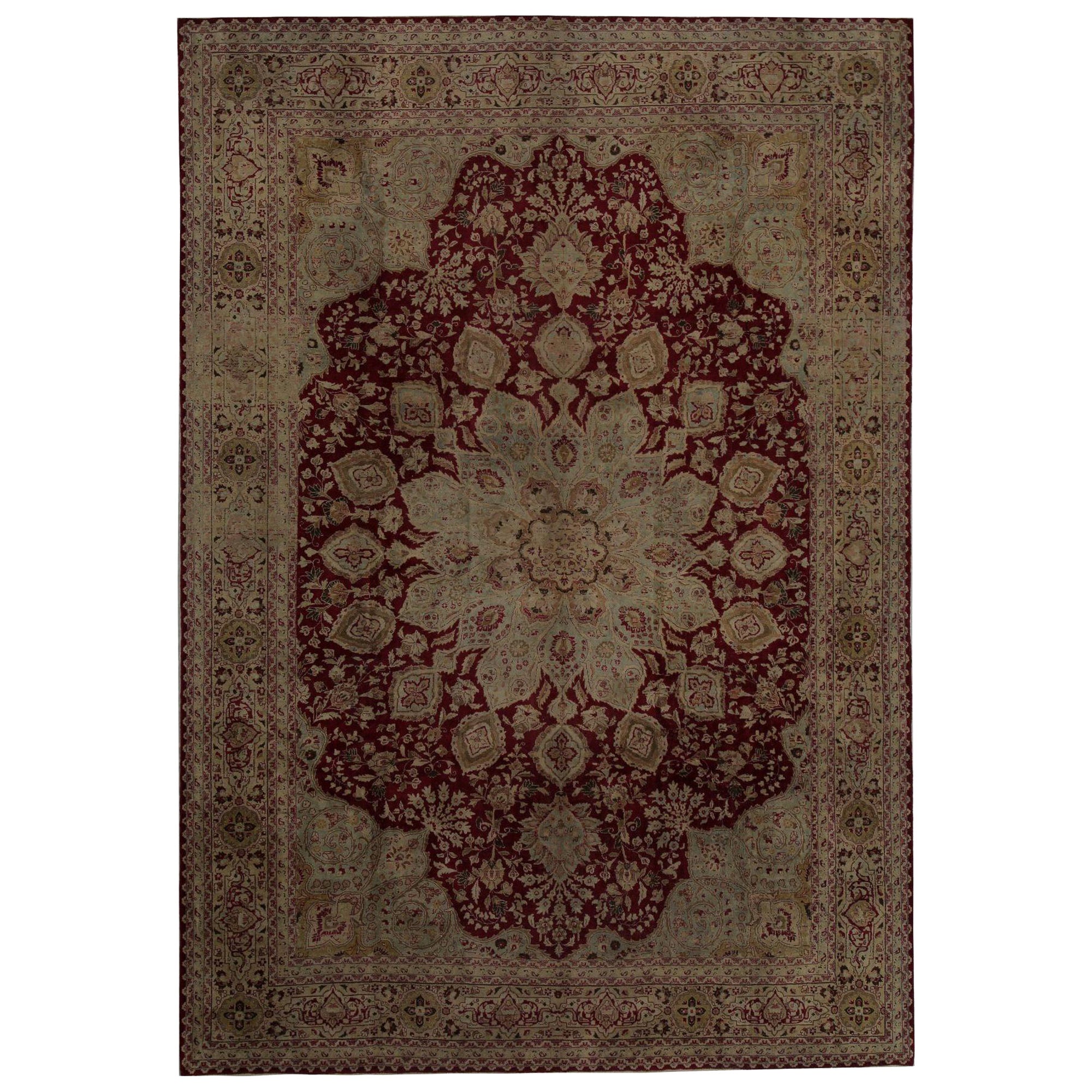 Persische Mashad-Teppiche - Wolle in Rot und Taupe mit Muster - 97831
