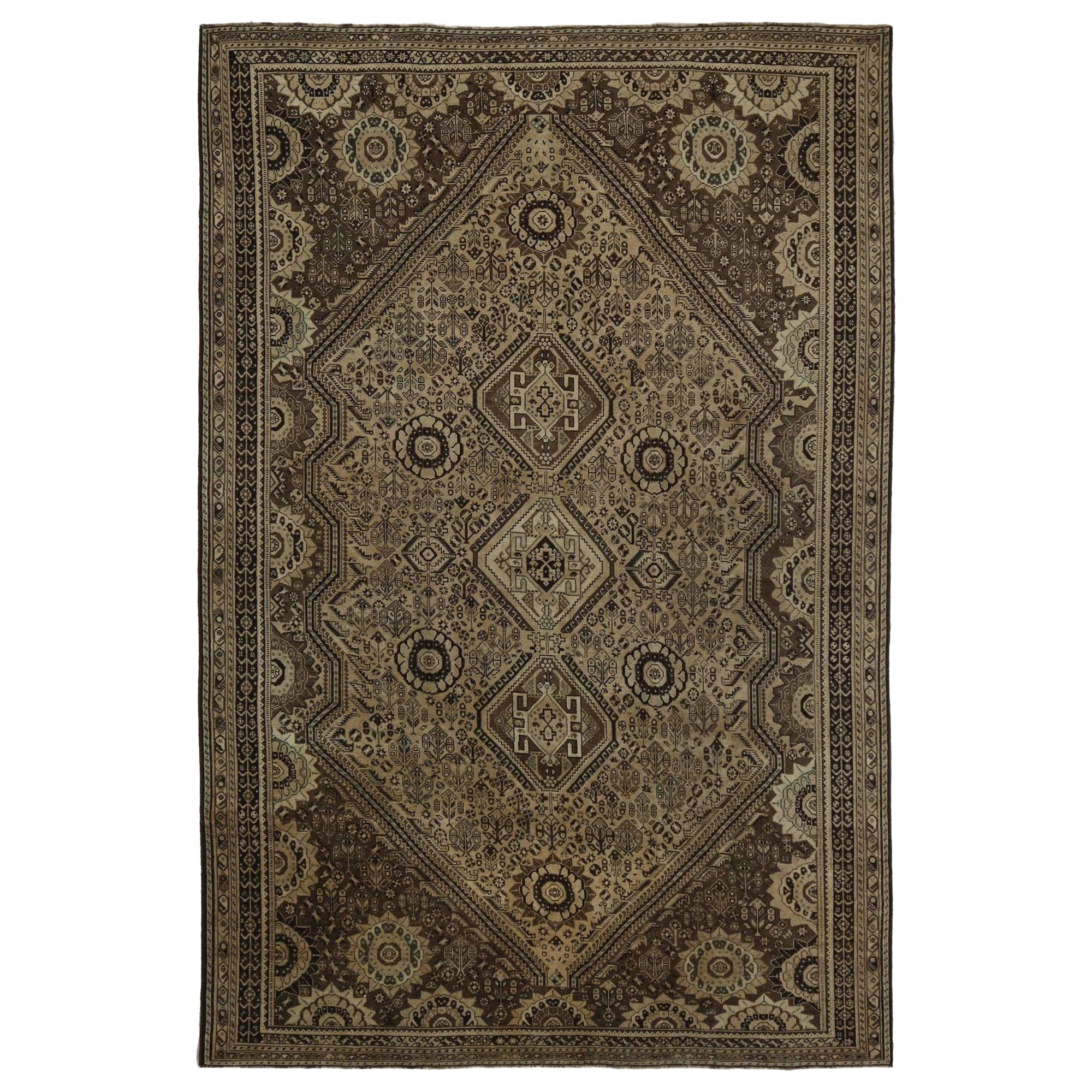 Persische Shiraz Teppiche - Wolle Brown Taupe Design - 97777