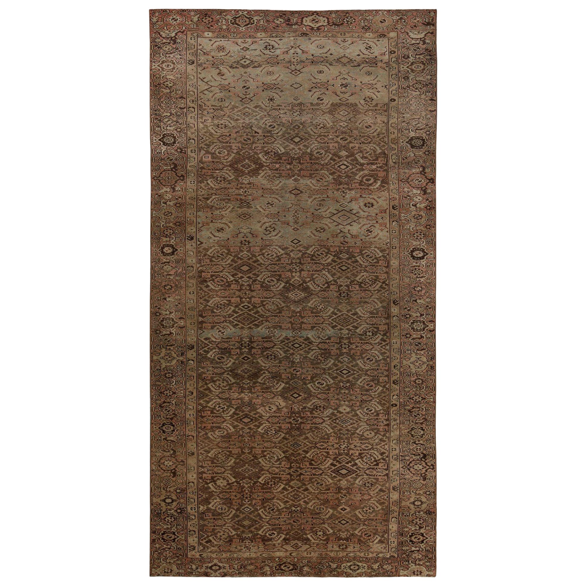 Persische Malayer Teppiche - Wolle Braun Elfenbein Rosa Taupe - 97791
