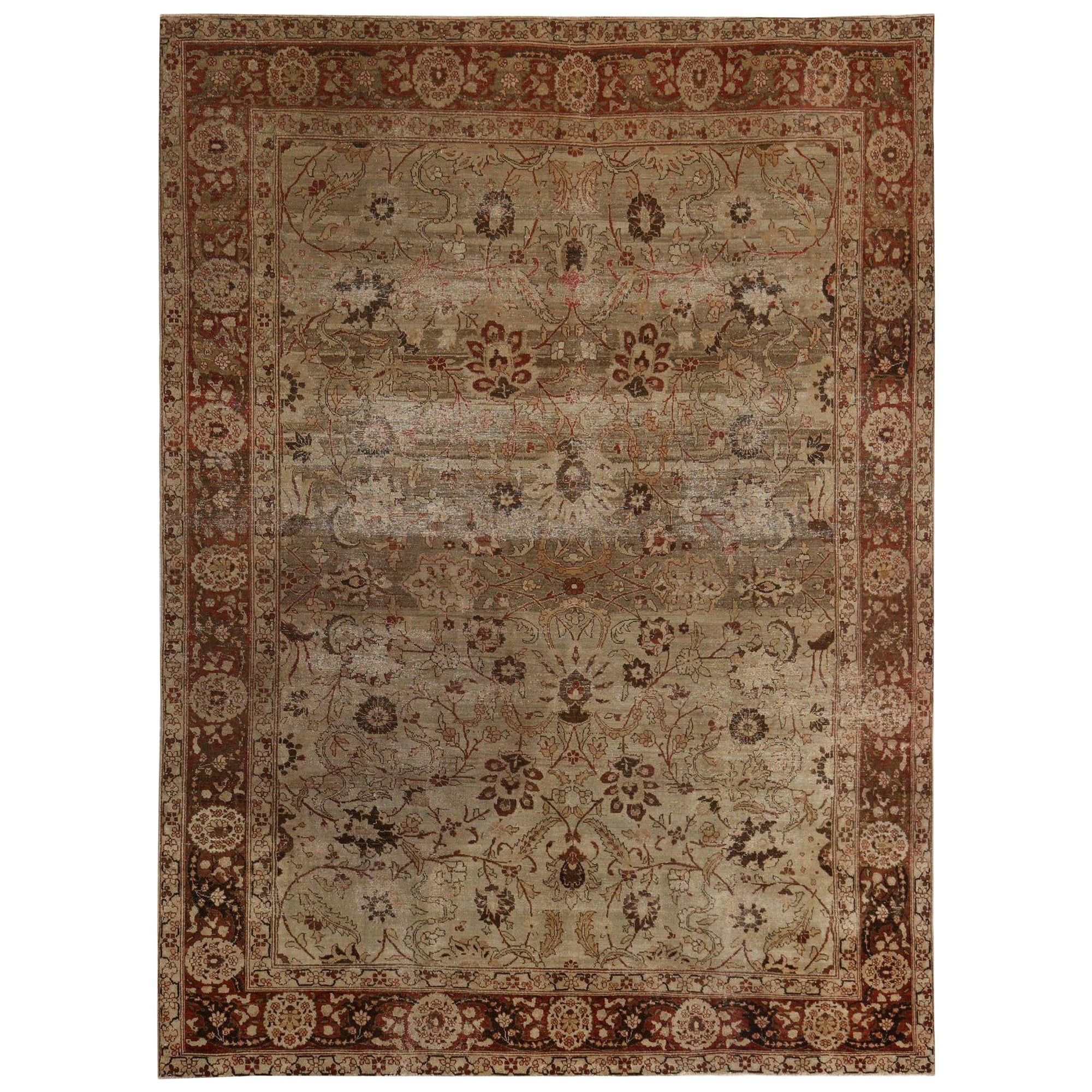Tappeti persiani Tabriz - Lana Marrone Avorio Rosso Taupe Design - 97792