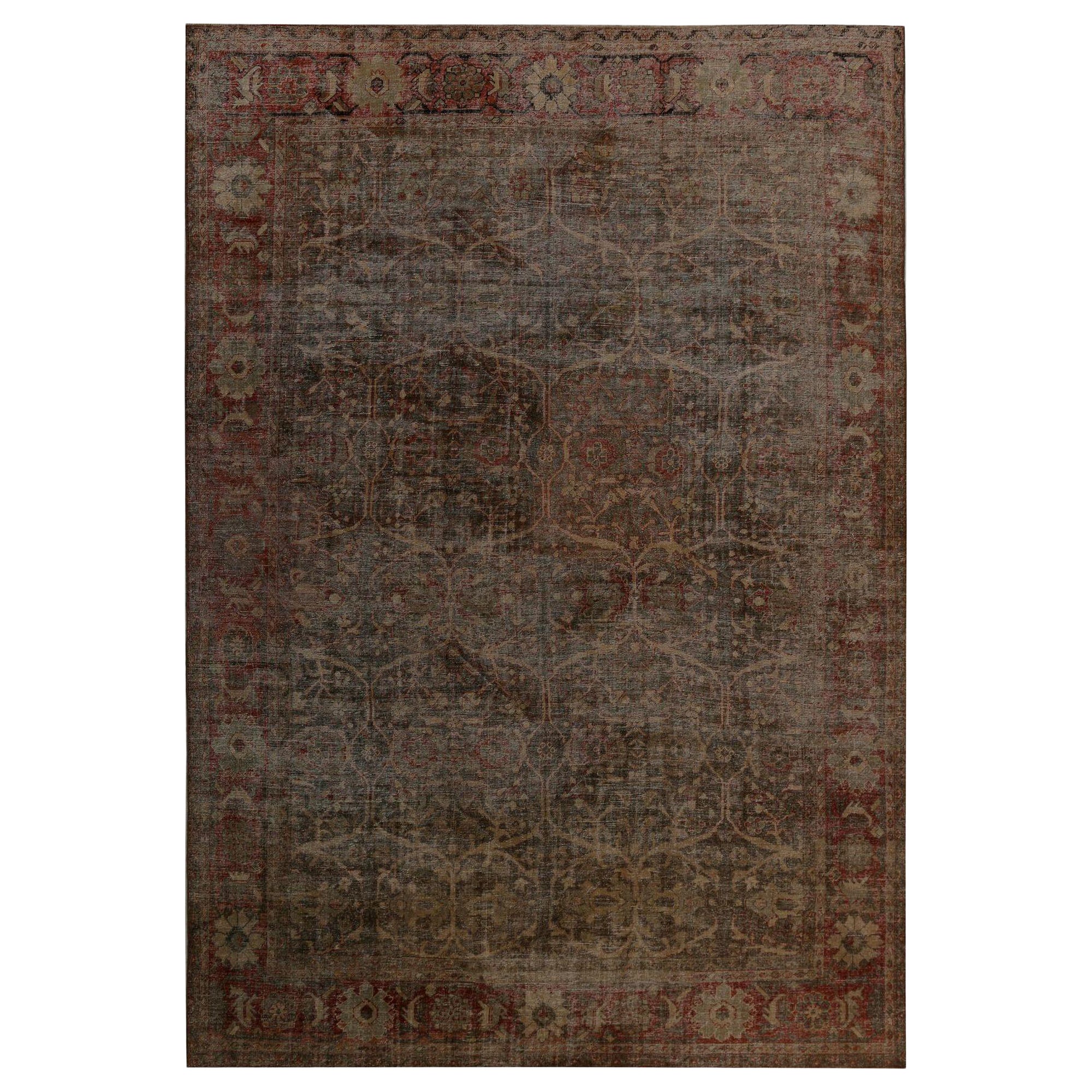 Tappeto Persiano Mahal Over Size - Lana Marrone Avorio Rosso Design - 97799 in vendita