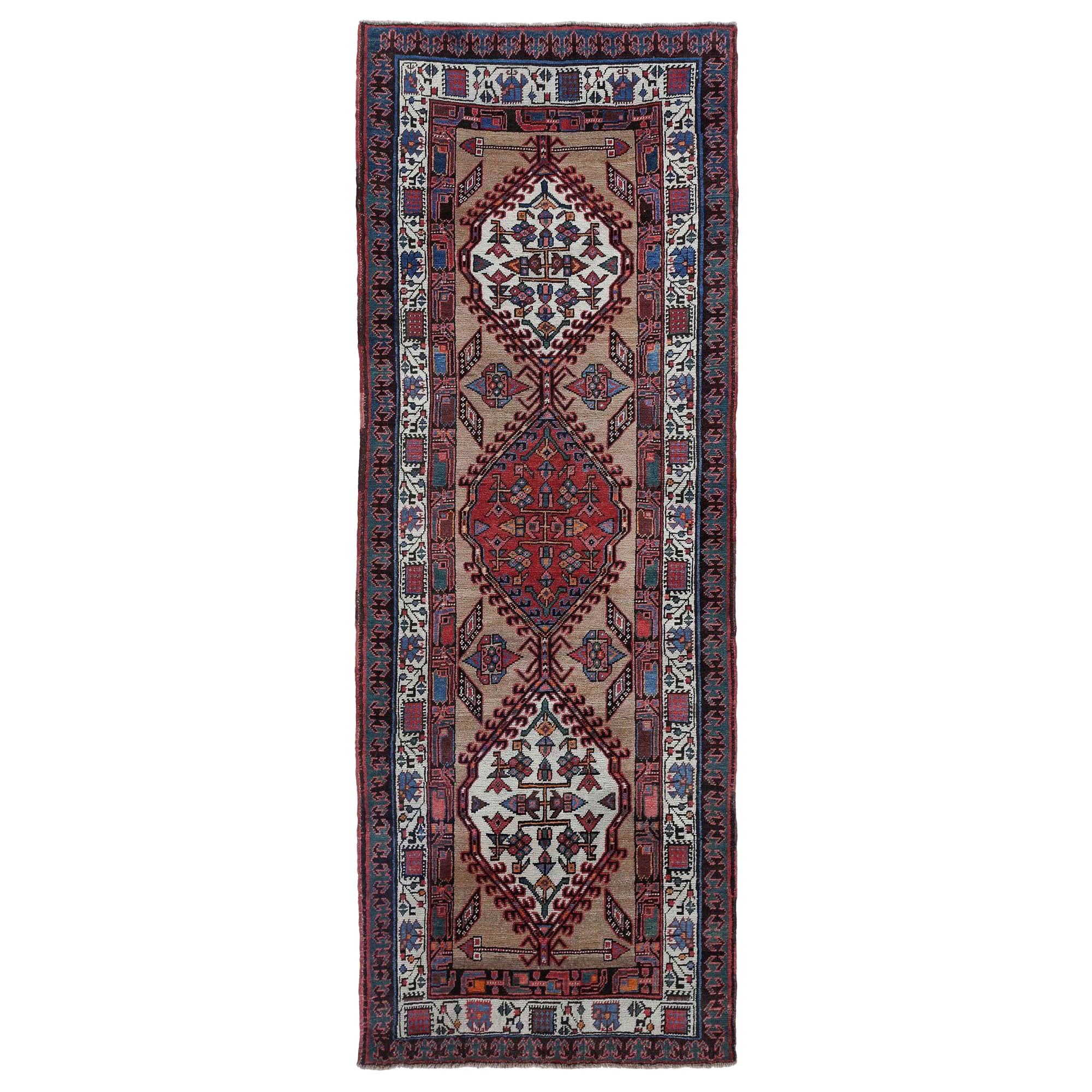 Tappeto Persiano Sarab Runner - Lana Avorio Rosso Taupe Design - 97899