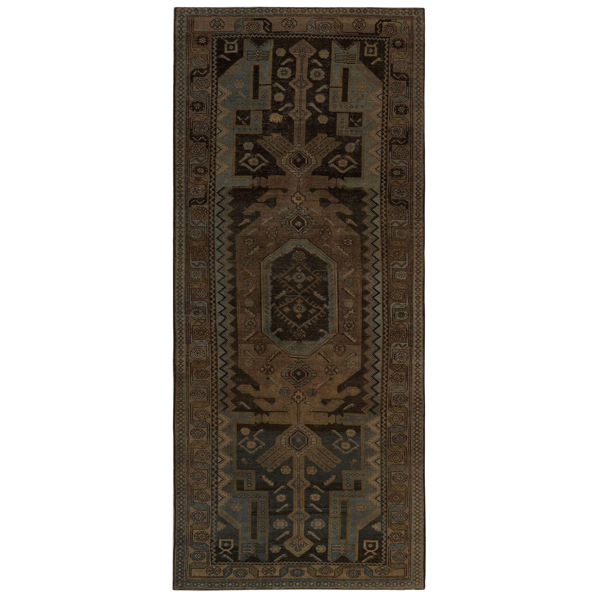 Persische Bijar Teppiche - Wolle Braun Hellblau Taupe Design - 97815