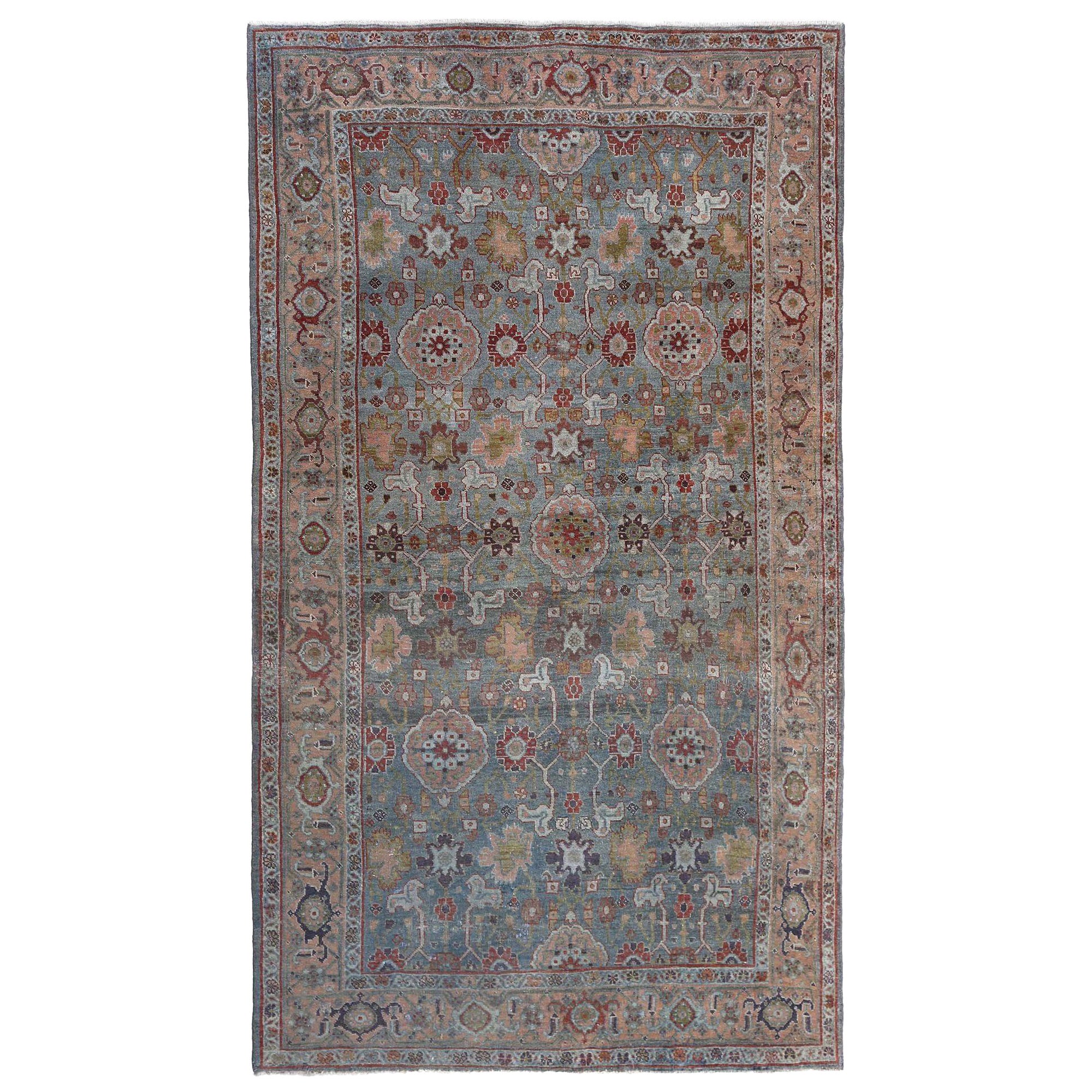 Persische Bijar Teppiche - Wolle Braun Elfenbein Hellblau Rosa - 97911